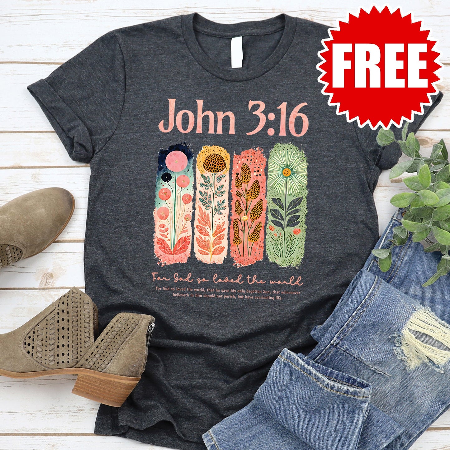 John 3:16 Tee - Heather Charcoal - 0 Style001