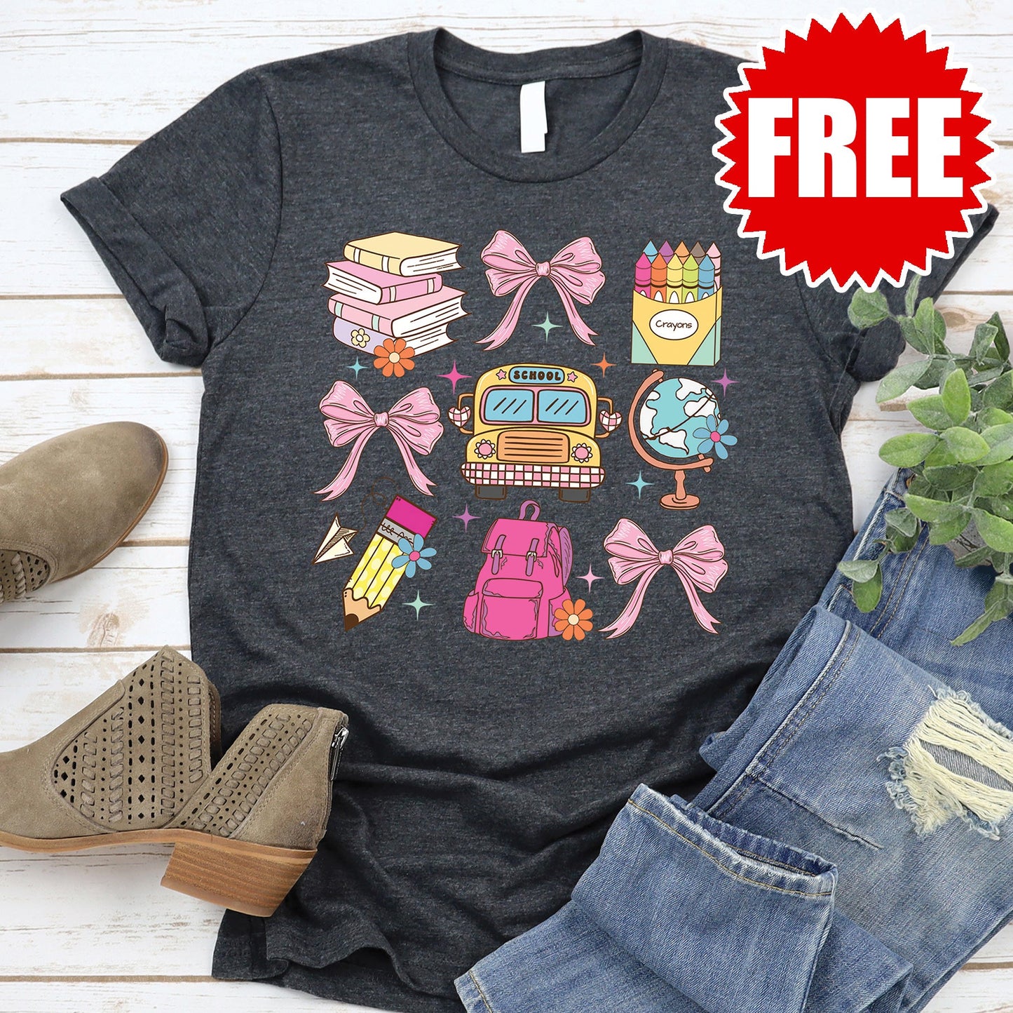 School Stuff Tee - Heather Charcoal - 0