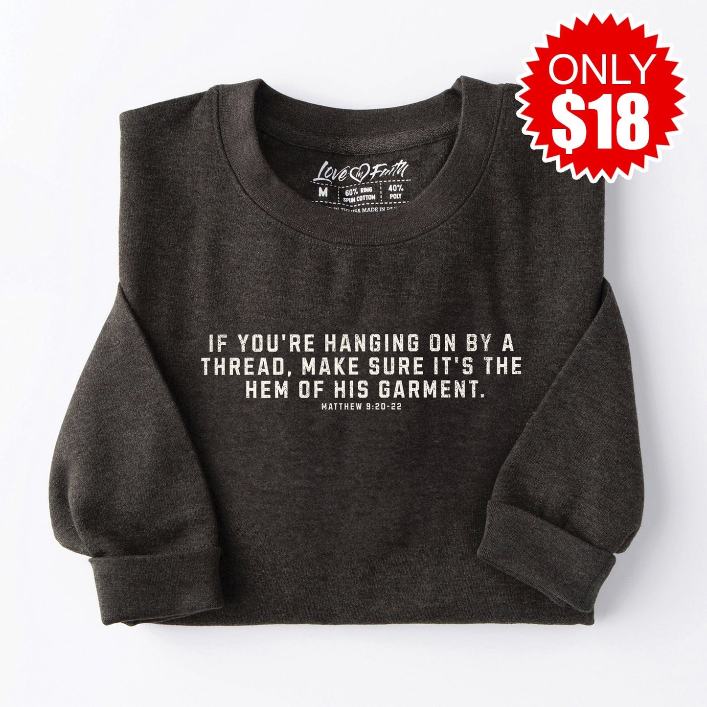 Hem of His Garment Crewneck Sweatshirt - Heather Charcoal