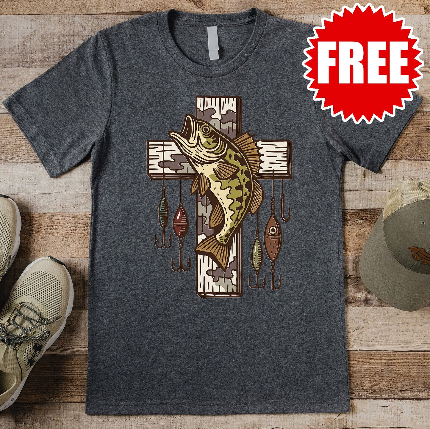 Camo Cross Tee - Heather Charcoal - 0