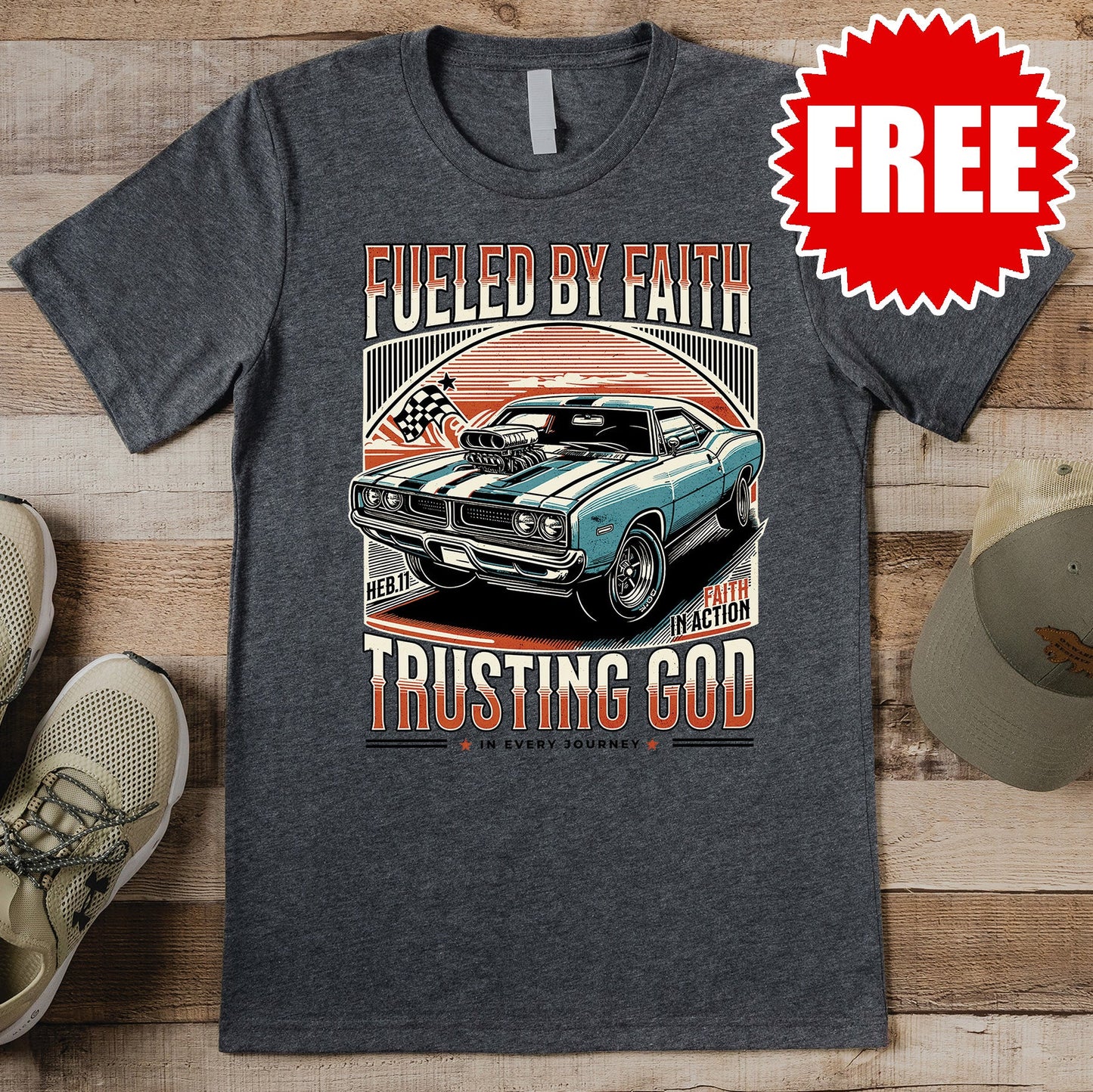 Fueled by Faith Tee - Heather Charcoal - 0