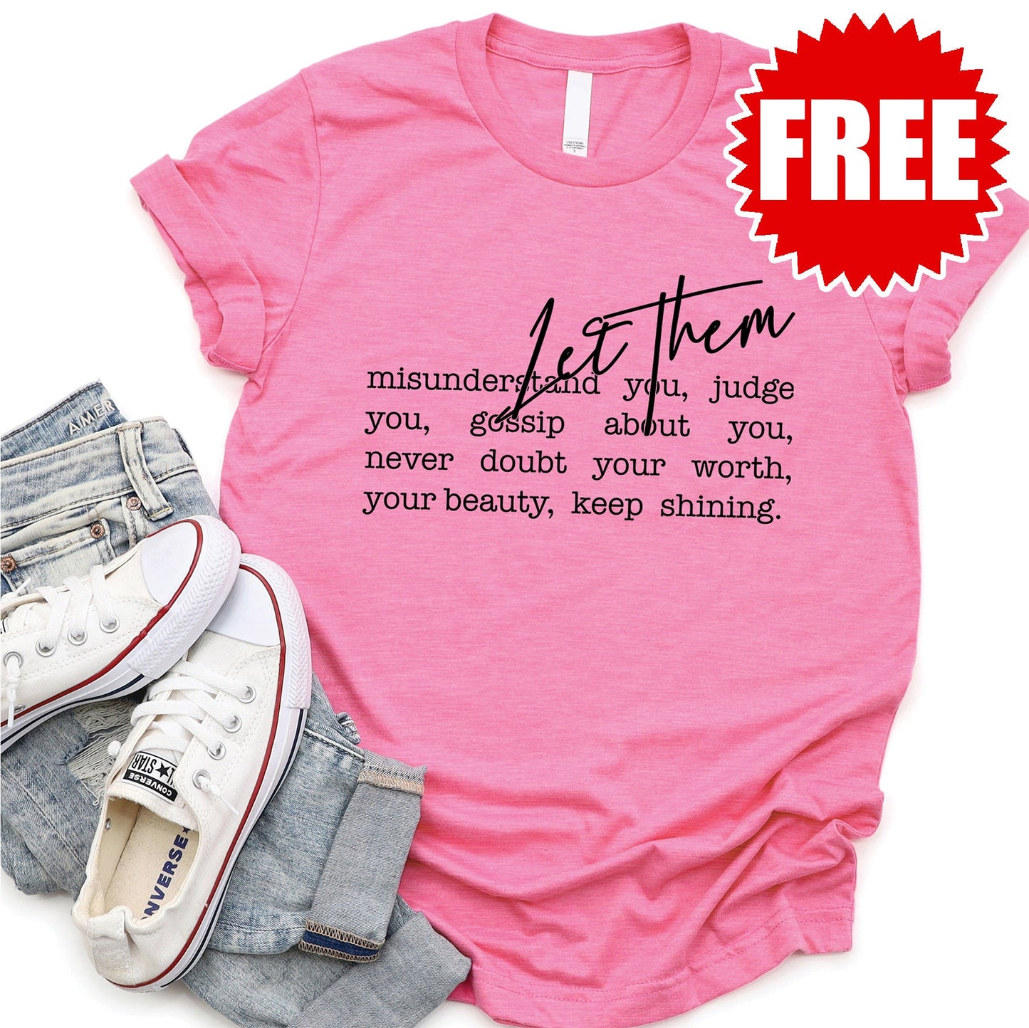 Let Them Tee - Heather Charity Pink - 0