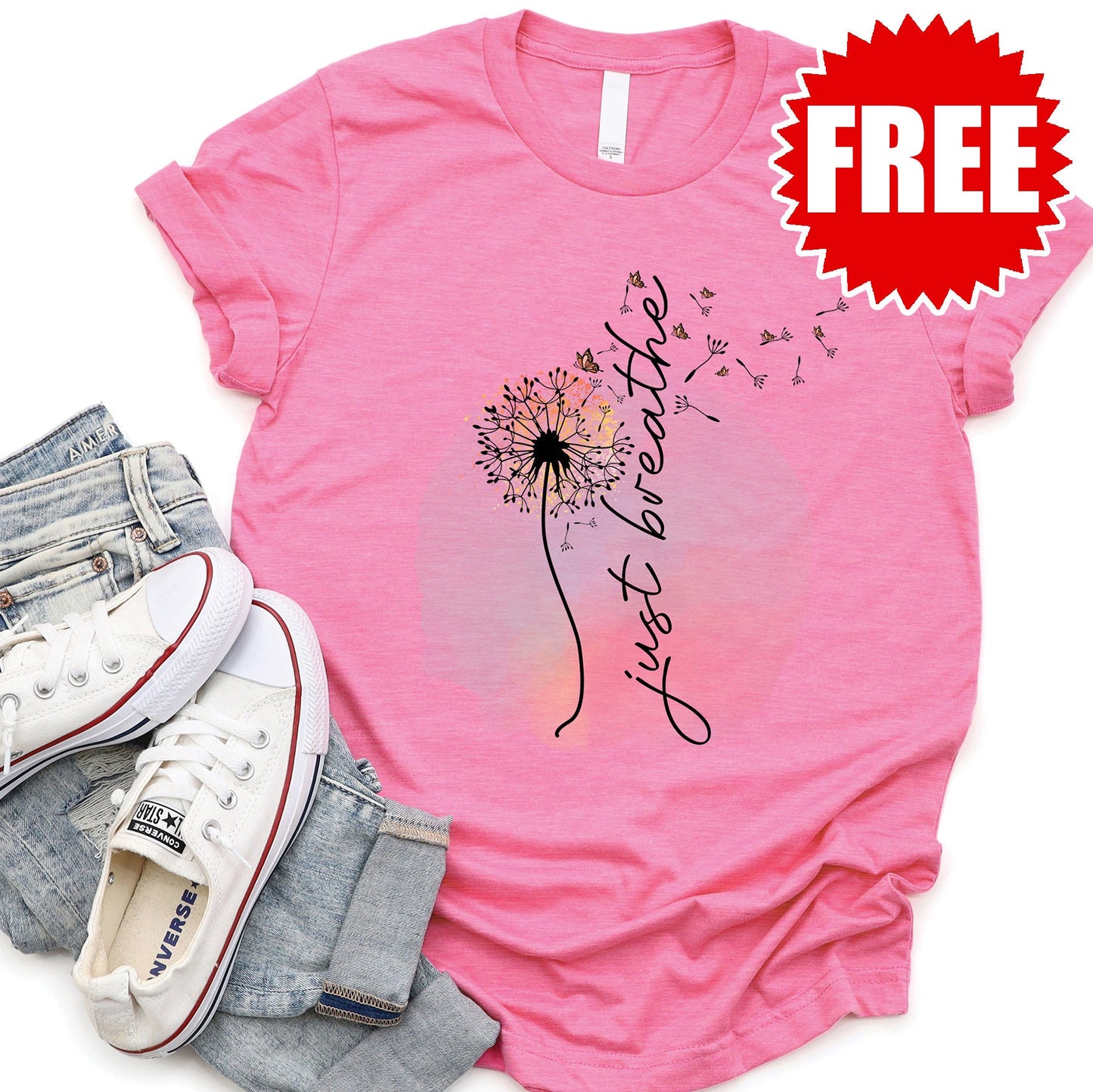 Just Breathe Tee - Heather Charity Pink - 0
