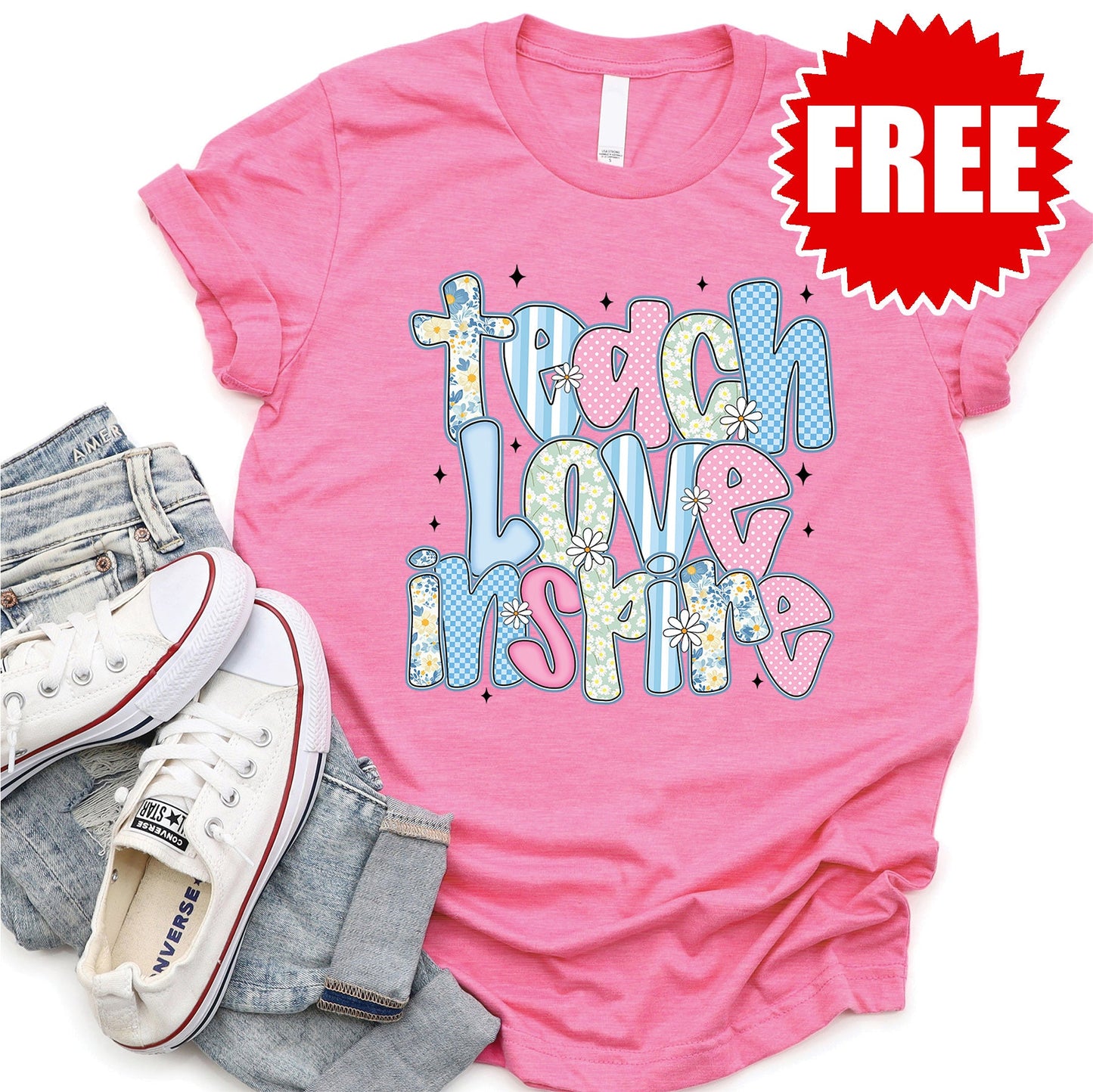 Teach Love Inspire Tee - Heather Charity Pink - 0