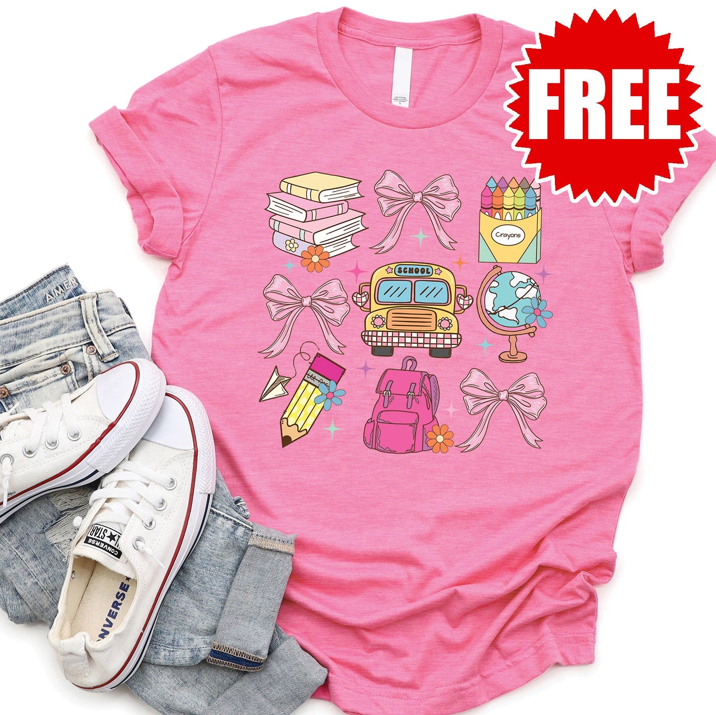 School Stuff Tee - Heather Charity Pink - 0