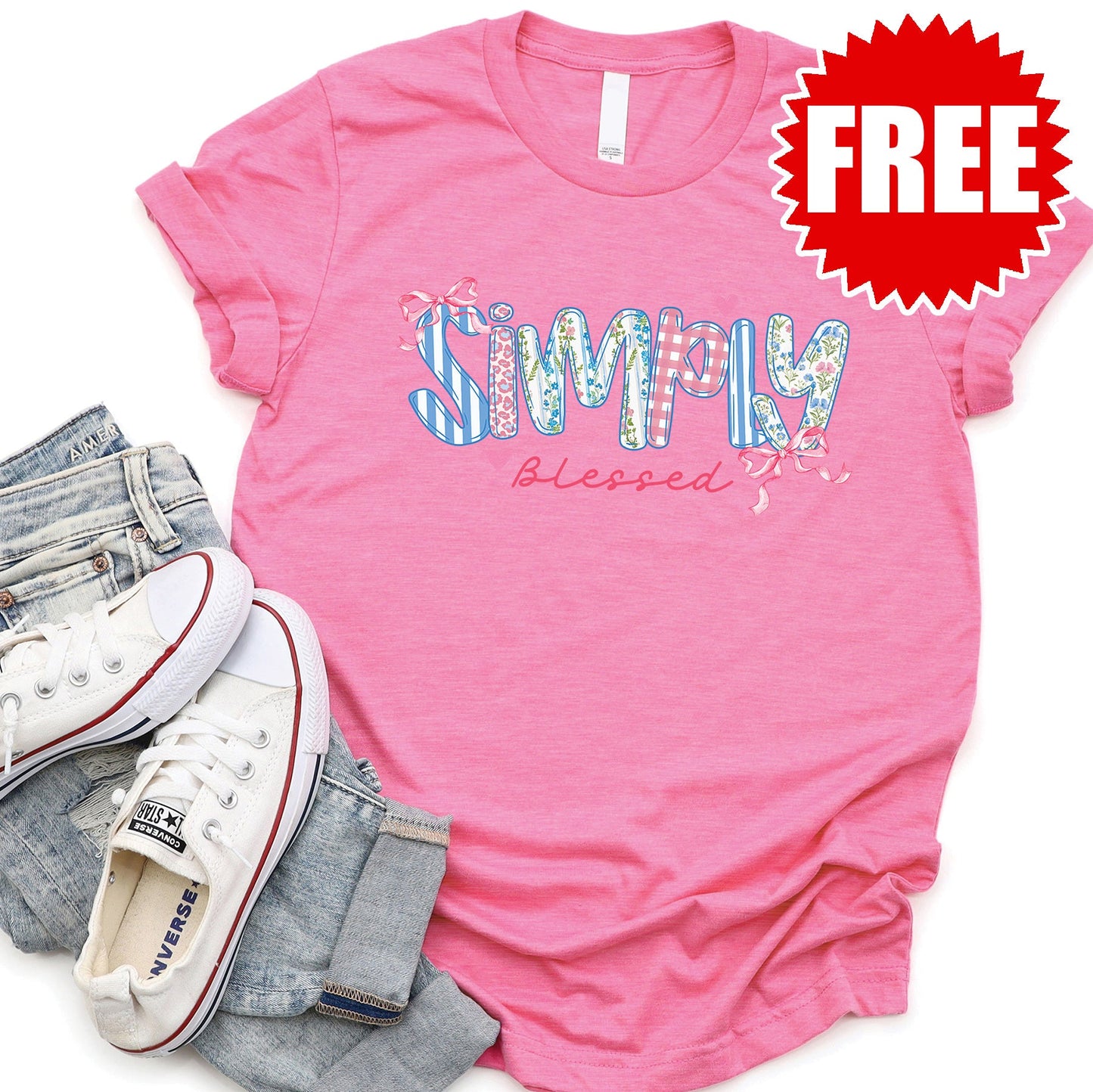 Simply Blessed Tee - Heather Charity Pink - 0