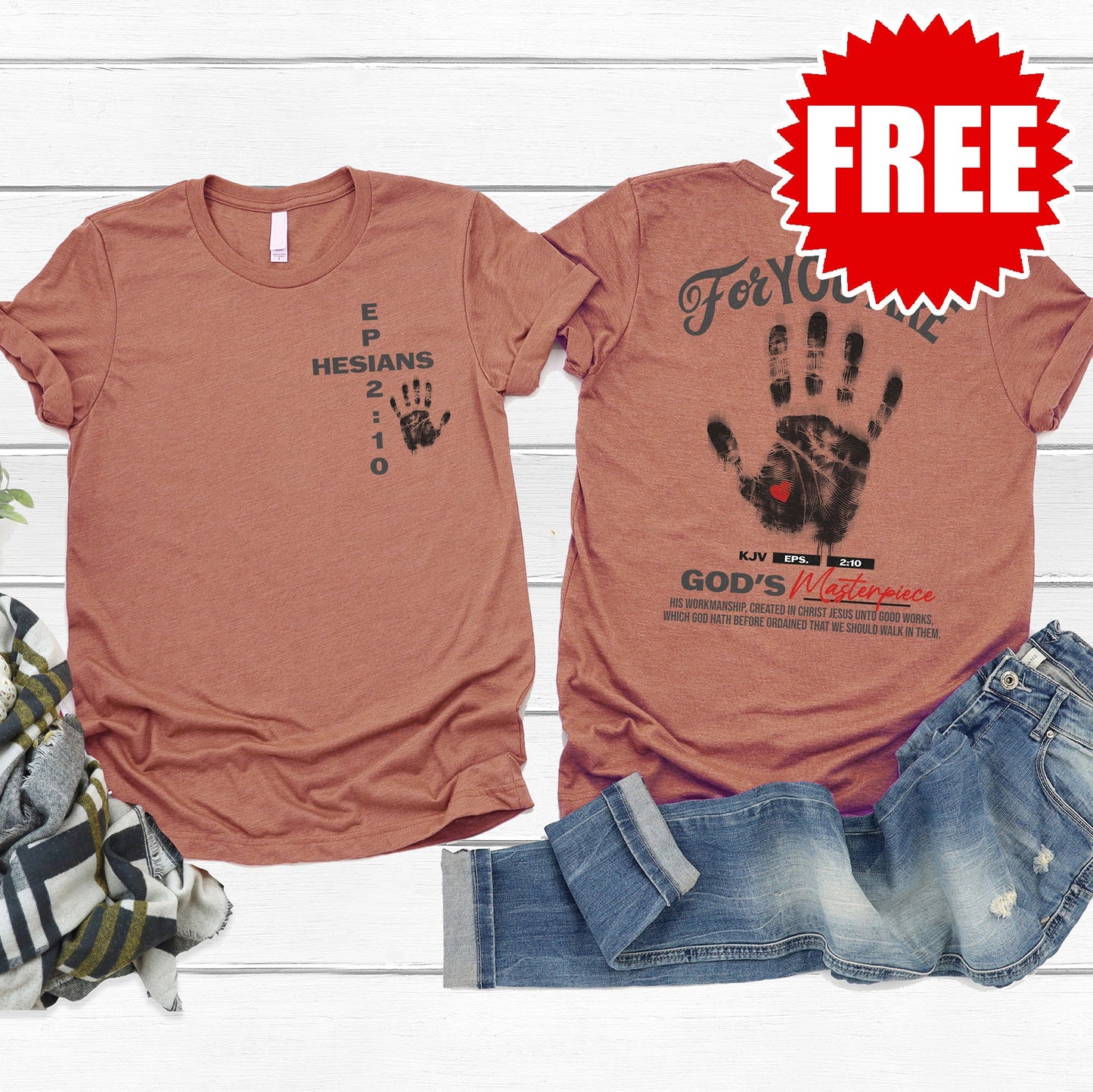 God's Masterpiece - Black Tee - Heather Chestnut