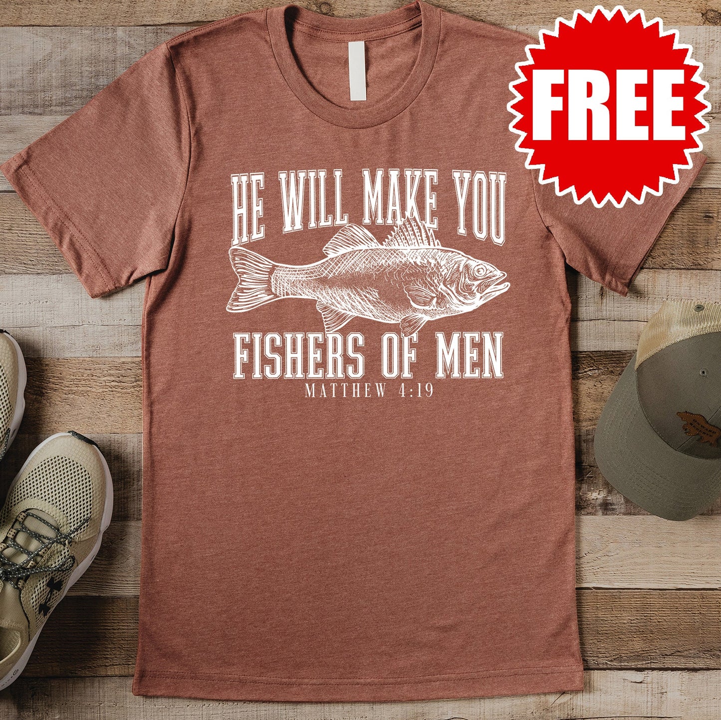 Fishers of Men Tee - Heather Chestnut - 0