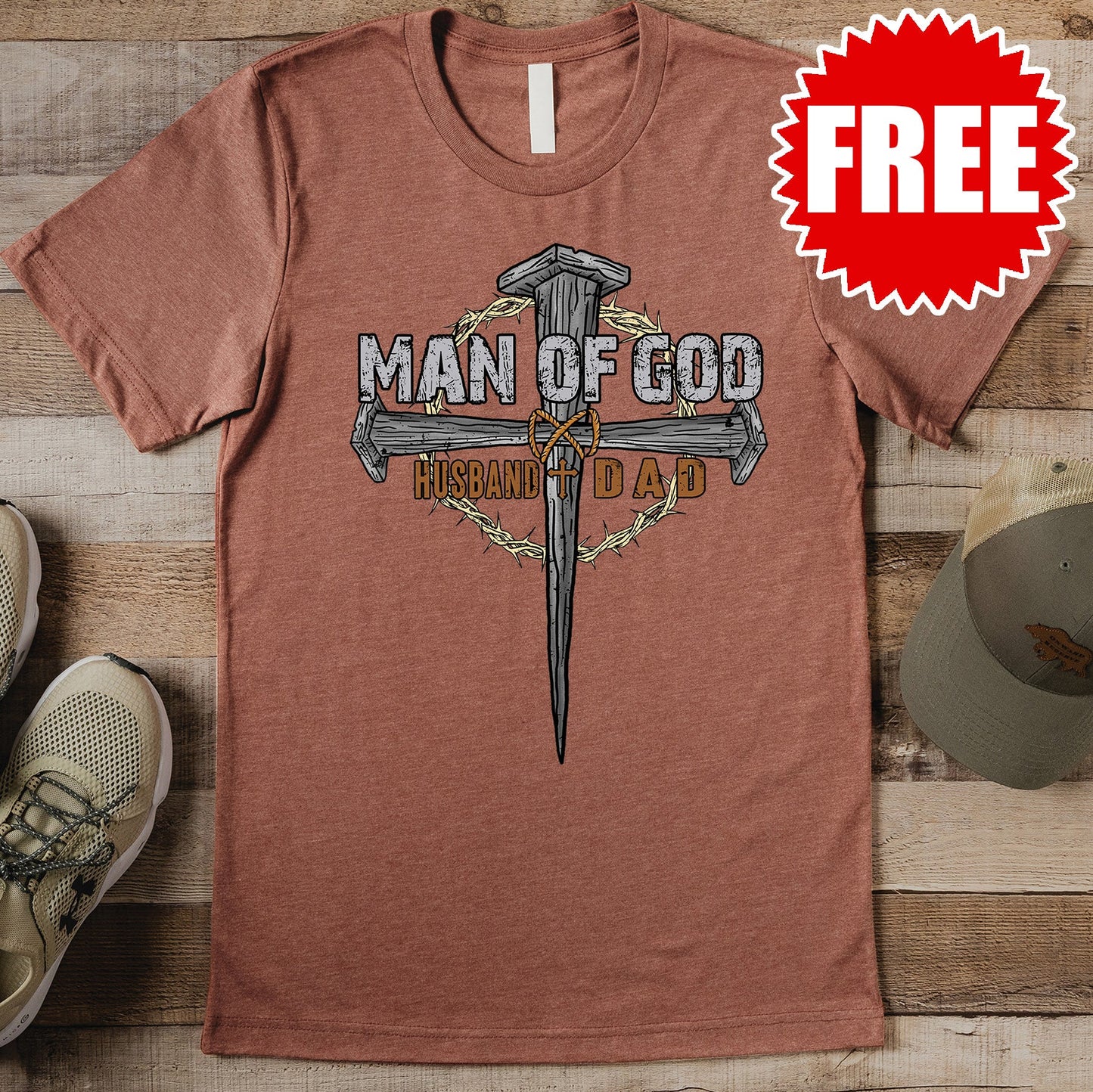 Man of God Tee - Heather Chestnut - 0