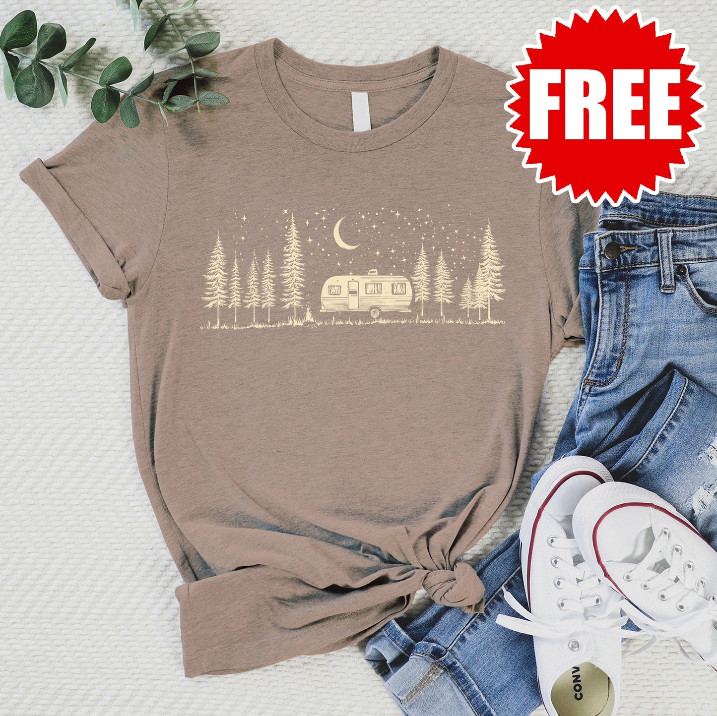Camping Life Tee - Heather Coconut Cream - 0