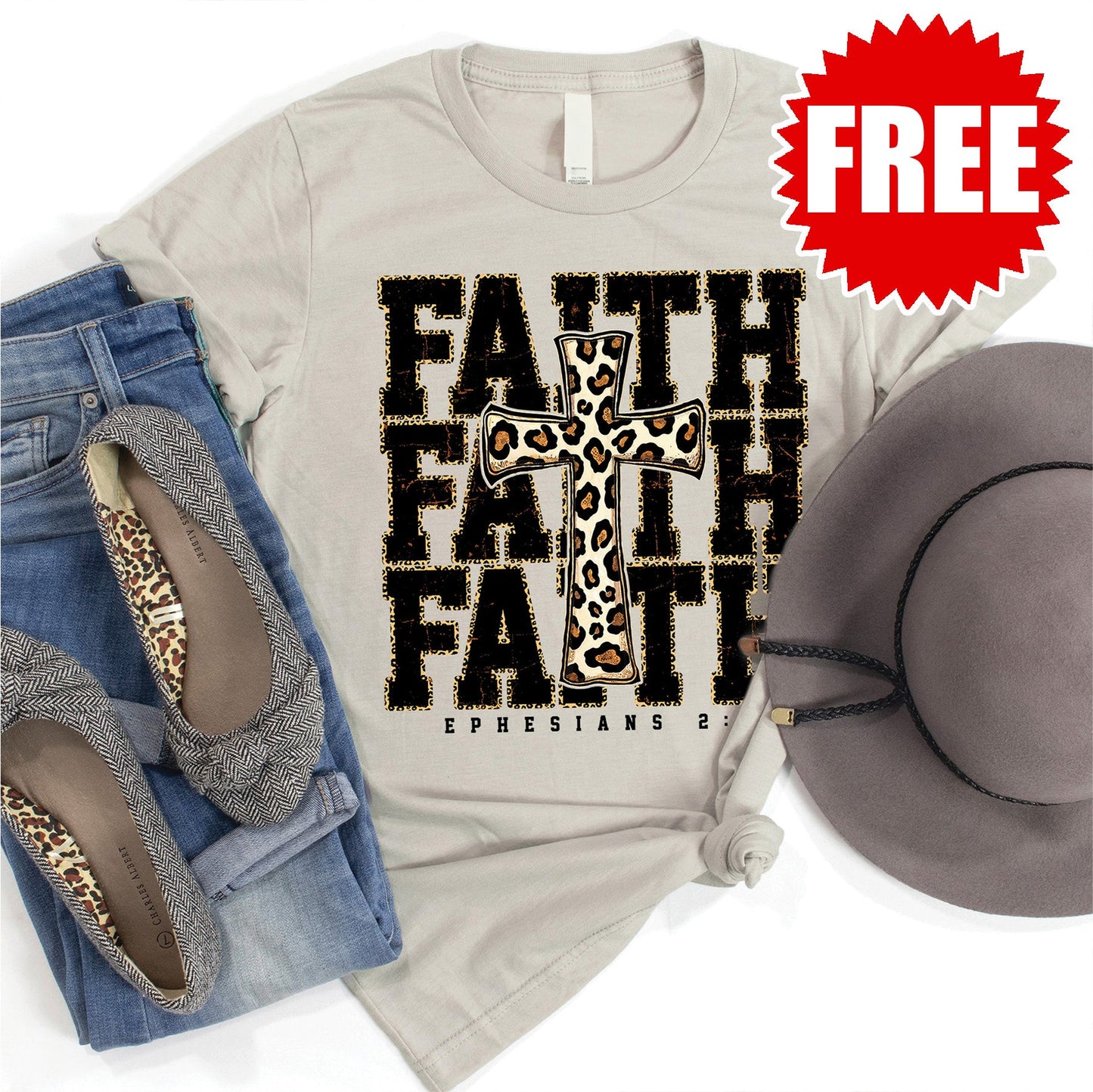 Faith Leopard Tee - Heather Coconut - 0
