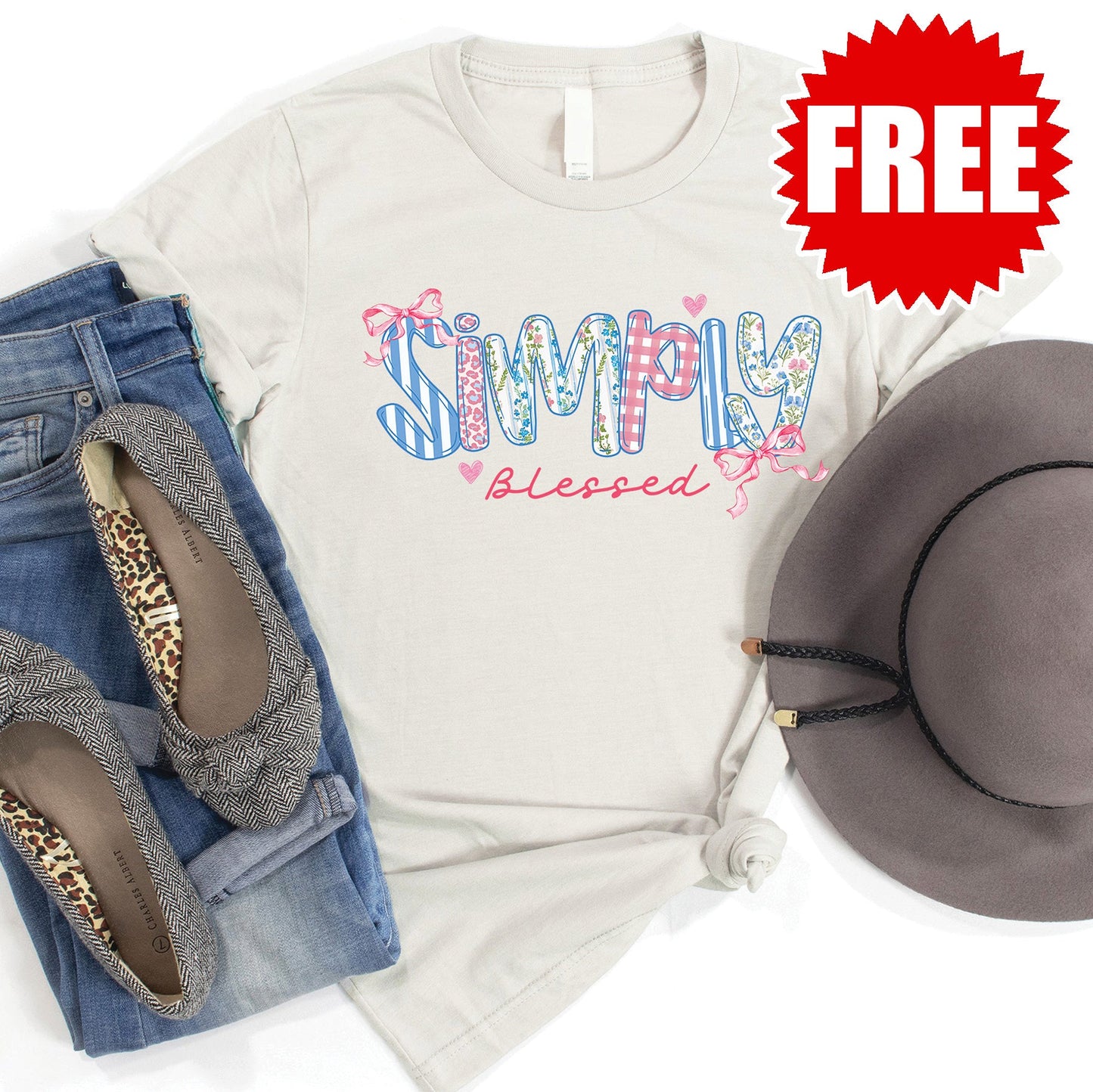 Simply Blessed Tee - Heather Coconut - 0