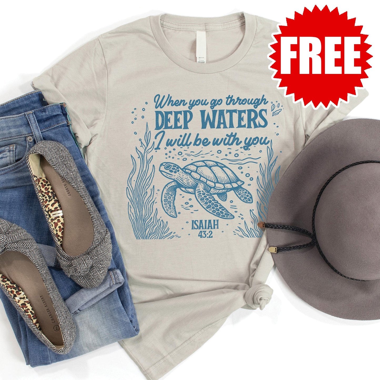 Deep Waters Tee - Heather Toasted Coconut - 0