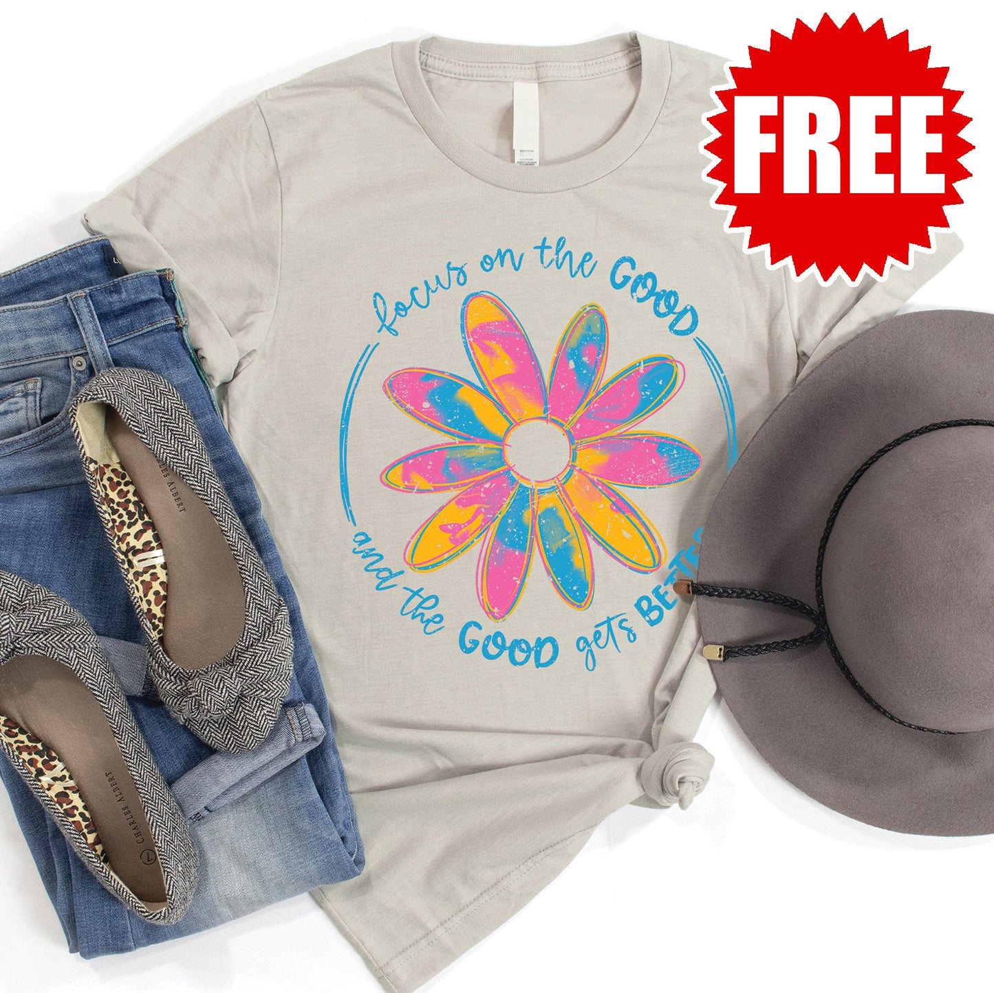 Focus On The Good Tee - Heather Toasted Coconut - 0