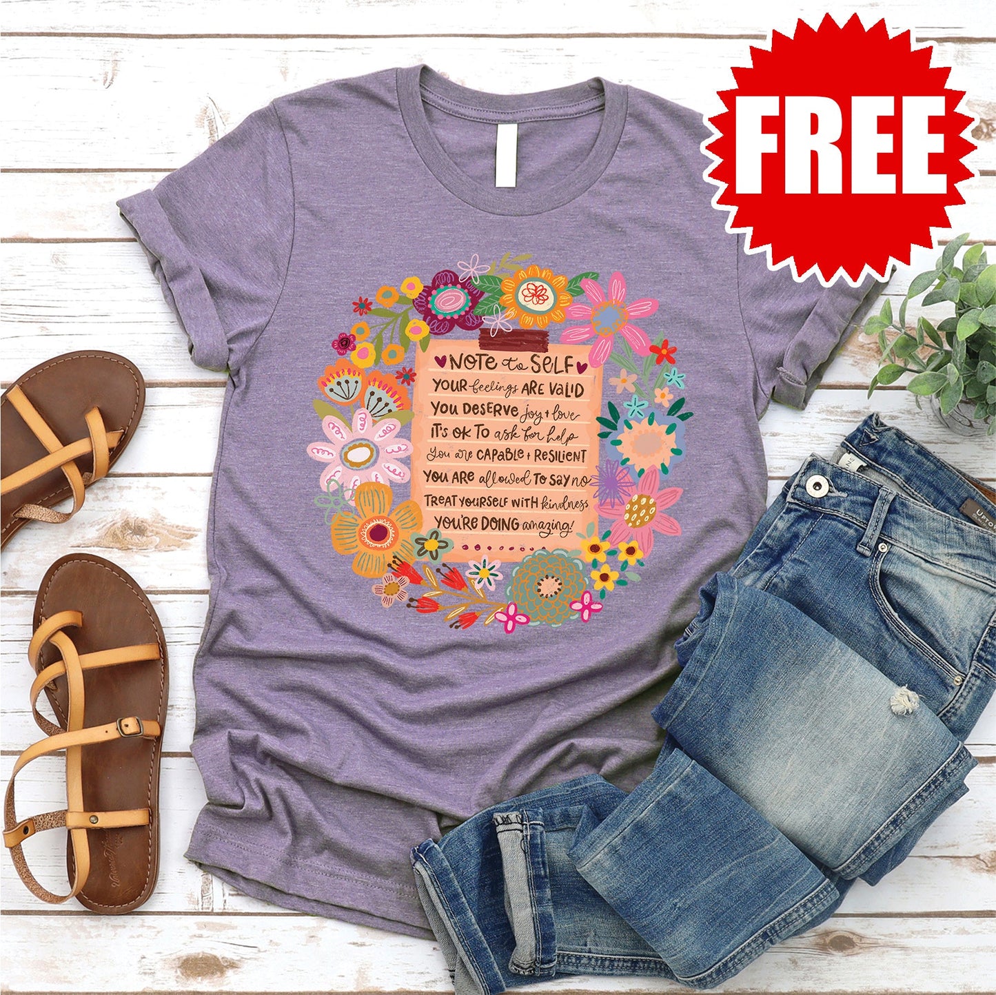 Note to Self Tee - Heather Deep Purple - 0