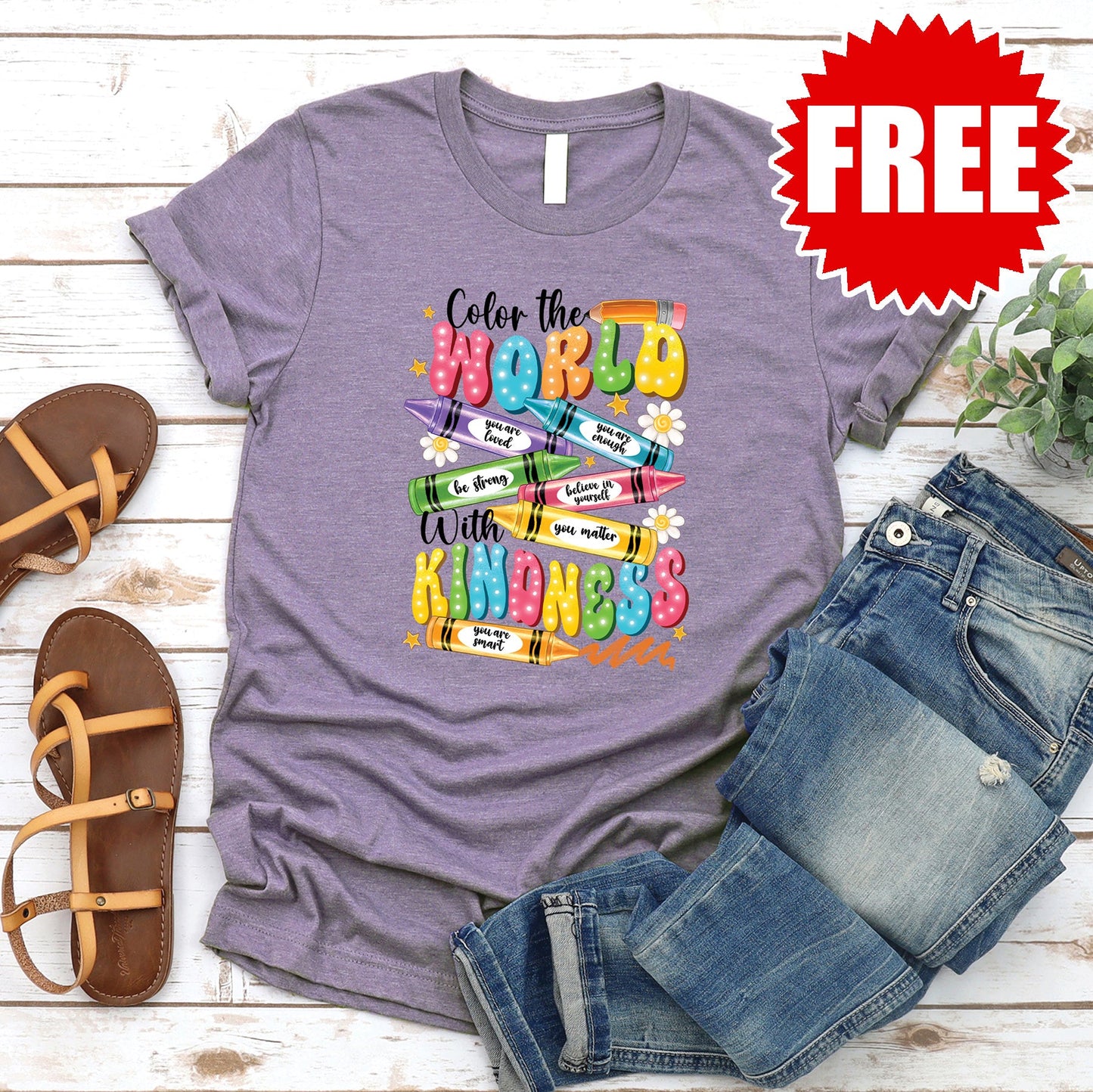 Color the World Tee - Heather Deep Purple - FREE