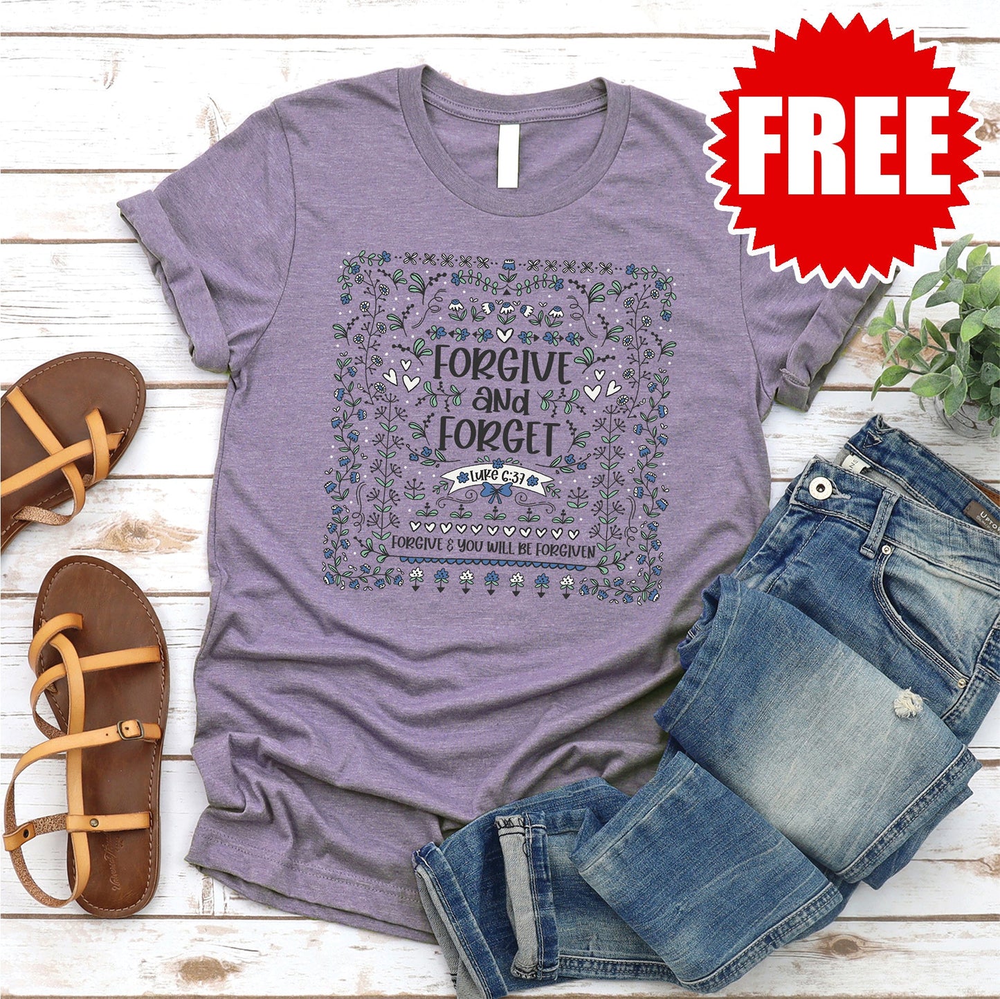 Forgive Forget Tee - Heather Deep Purple - 0