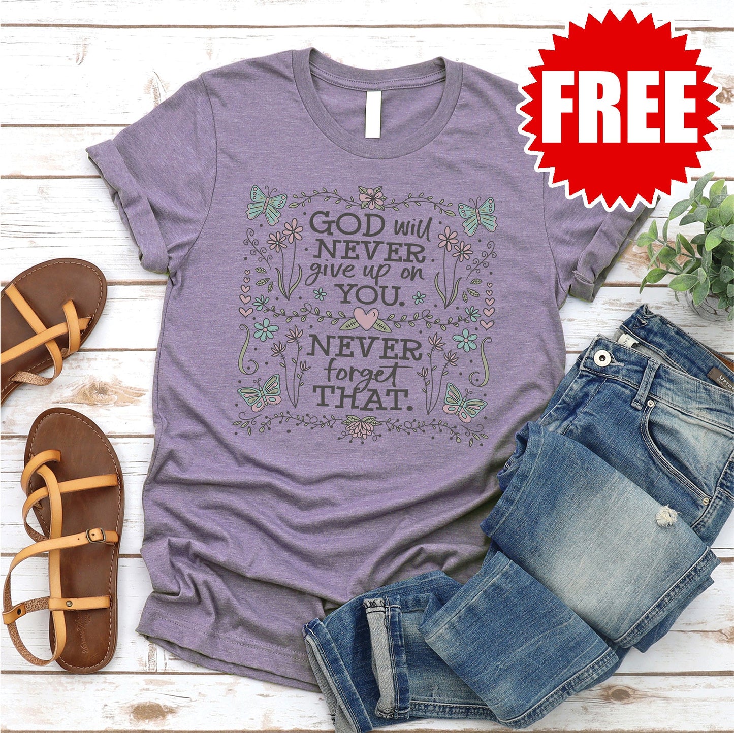 Never Forget Tee - Heather Deep Purple - 0