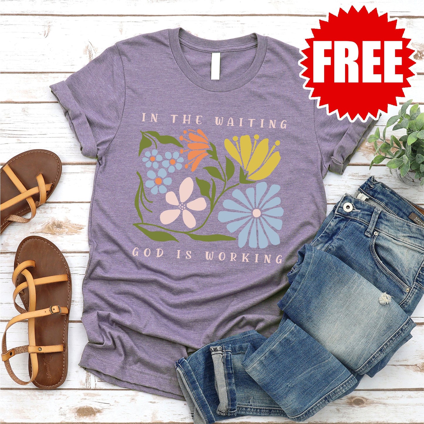 God is Working Tee - Heather Deep Purple - 0