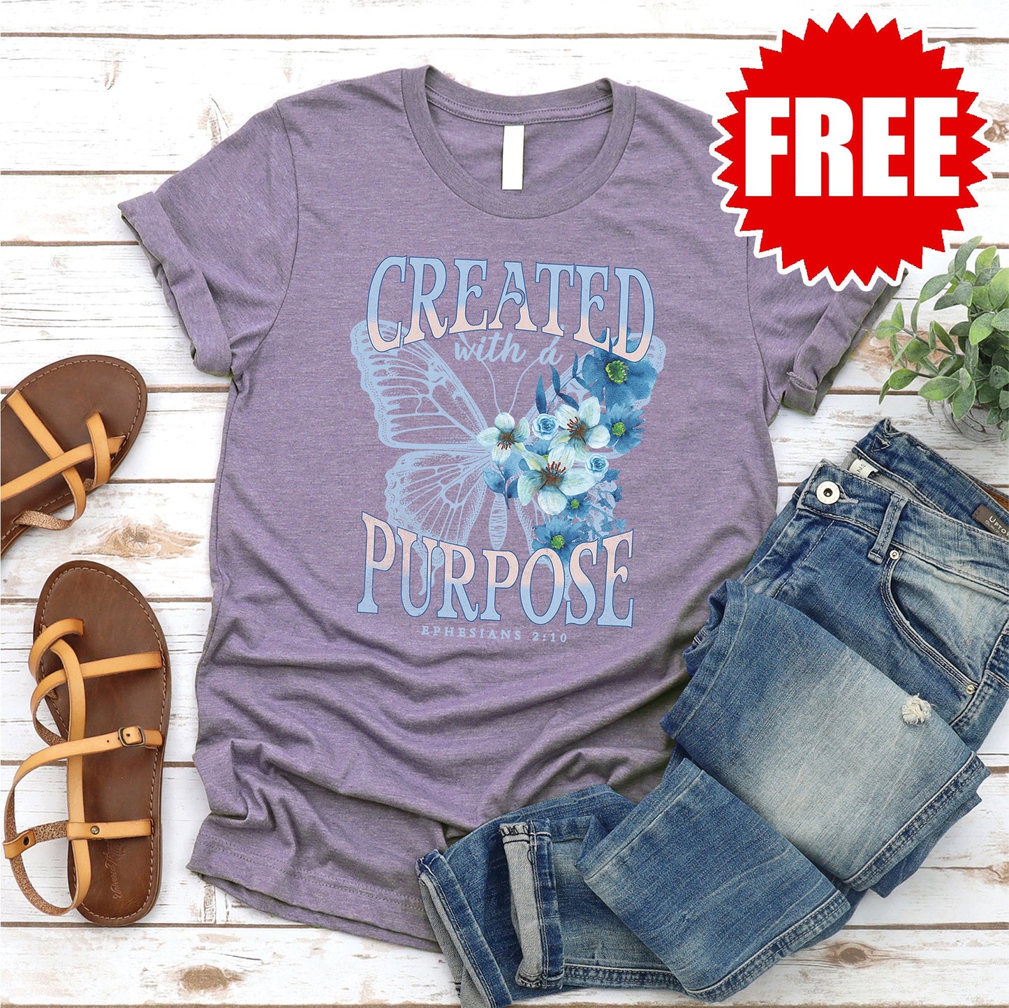 Created With A Purpose Tee - Heather Deep Purple - 0