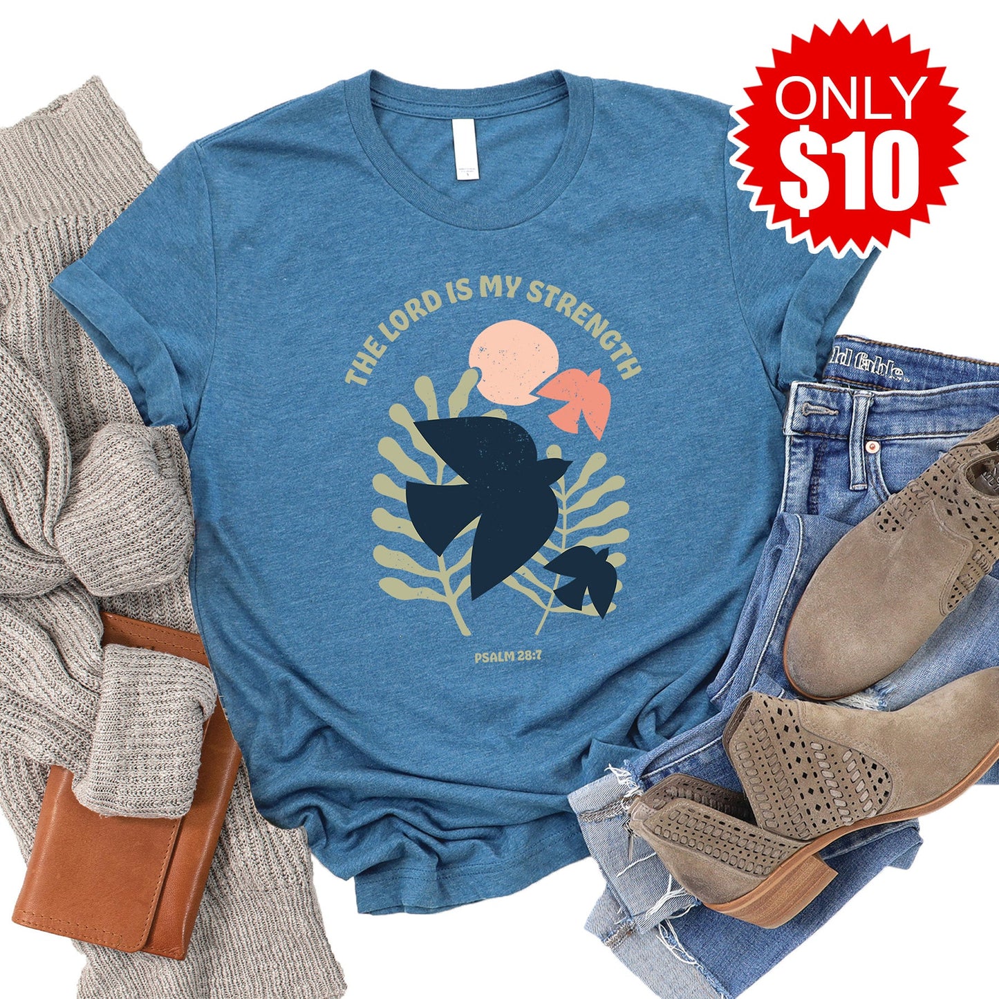 The Lord Is My Strength Tee - Heather Deep Teal