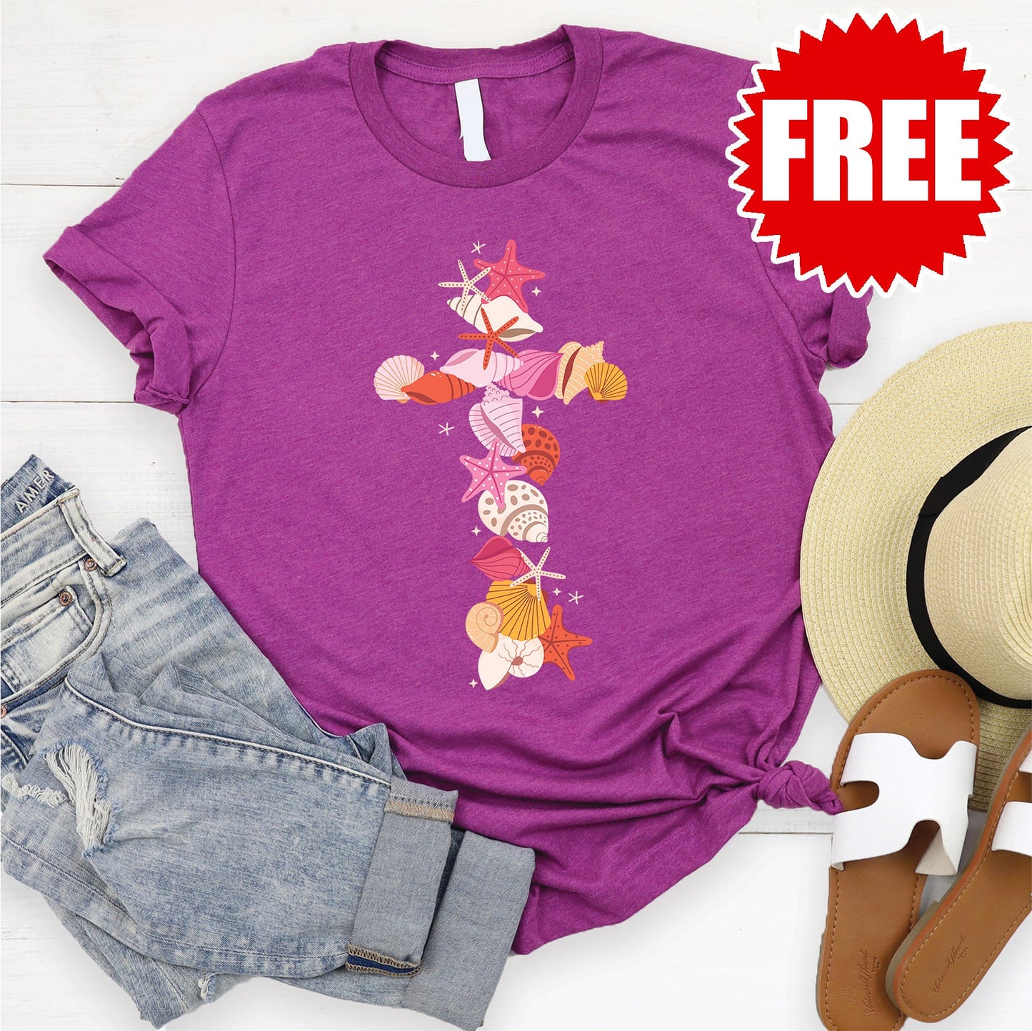 Shell Cross Tee - Heather Dragonfruit - 0