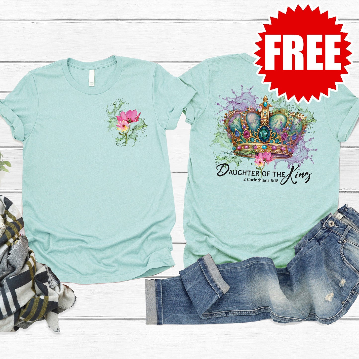 Daughter of the King - Black Tee - Heather Blue