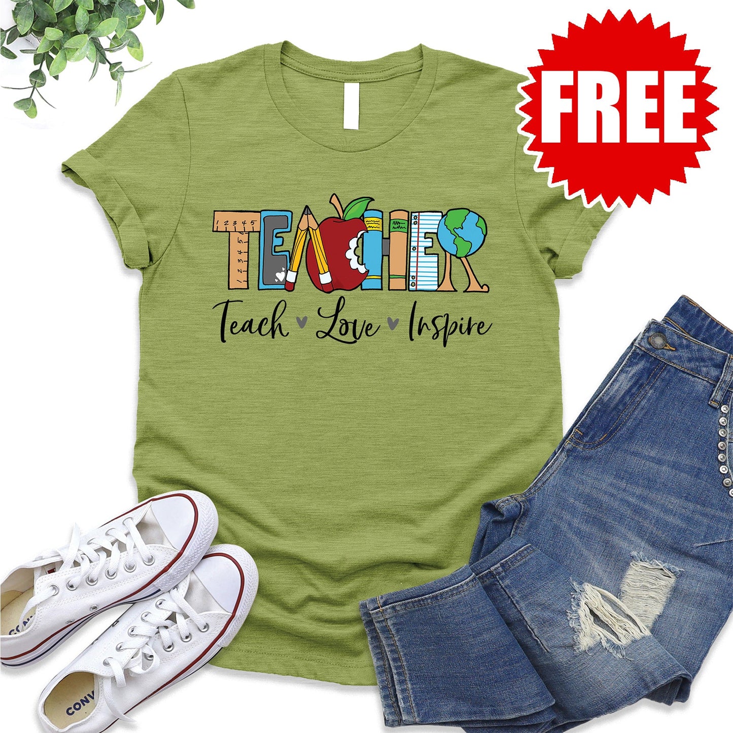 Teach Love Inspire Tee - Heather Fern - 0