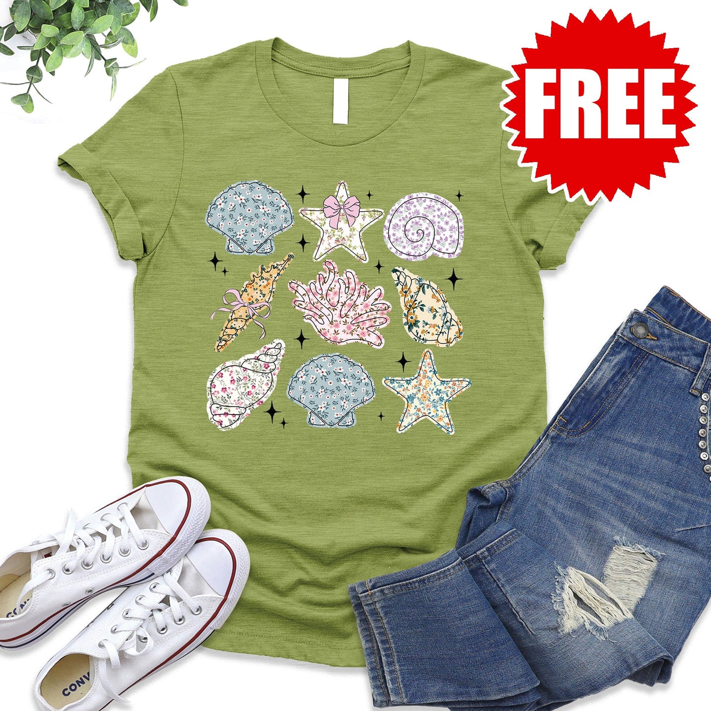 Sea Shells Tee - Heather Fern - 0