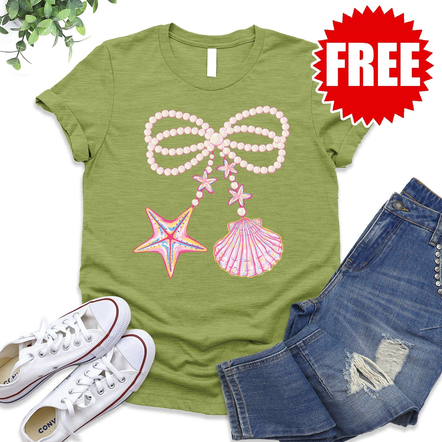 Shells and Pearls Tee - Heather Fern - 0