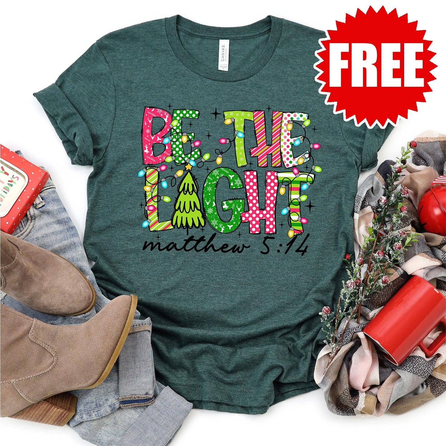 Be The Light Tee - Heather Forest