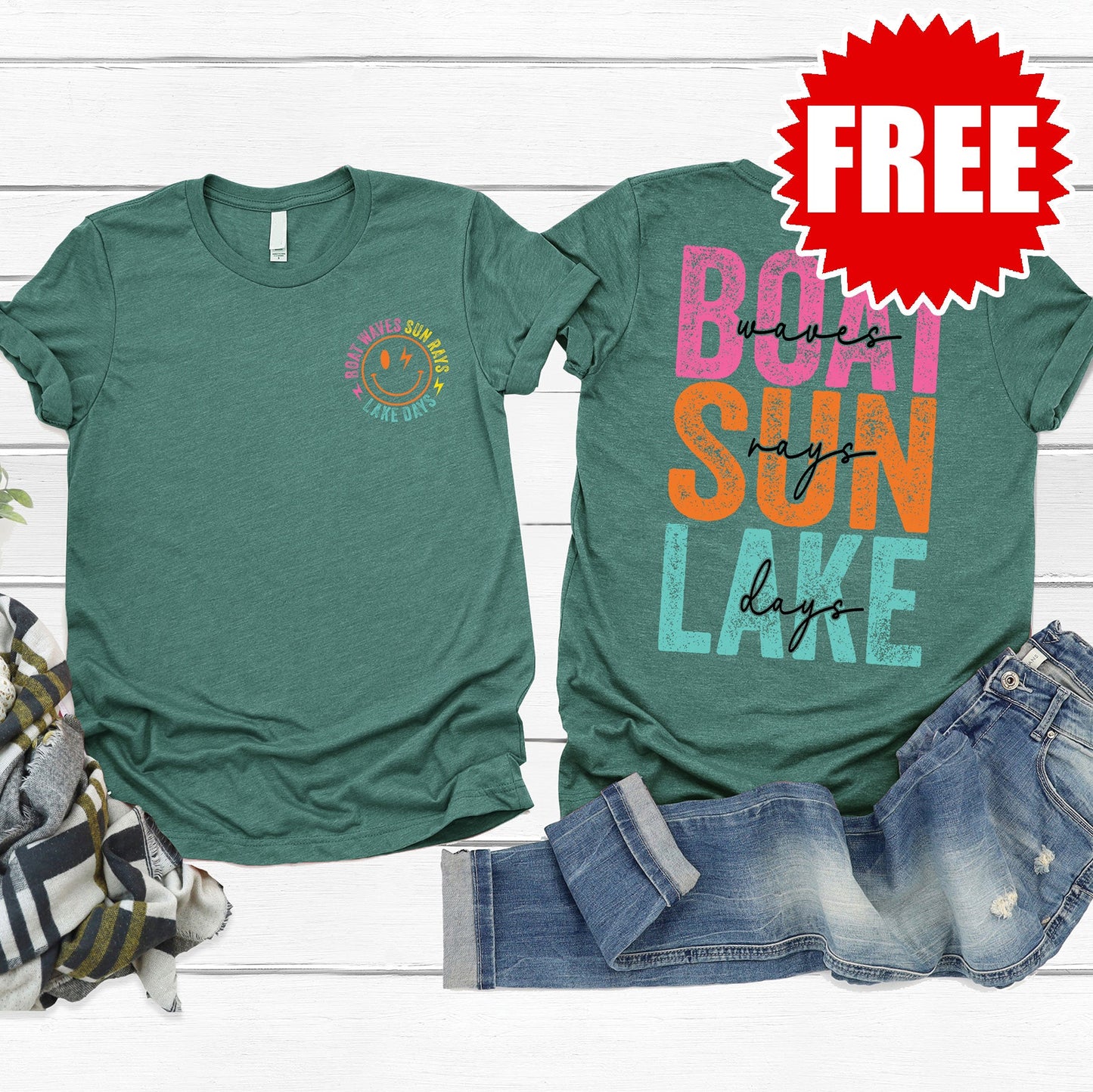 Boat Waves Tee - Heather Forest - 0