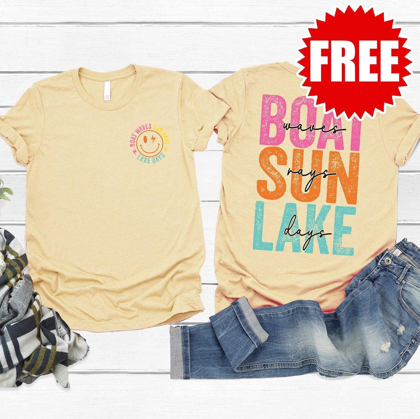 Boat Waves Tee - Heather French Vanilla - 0