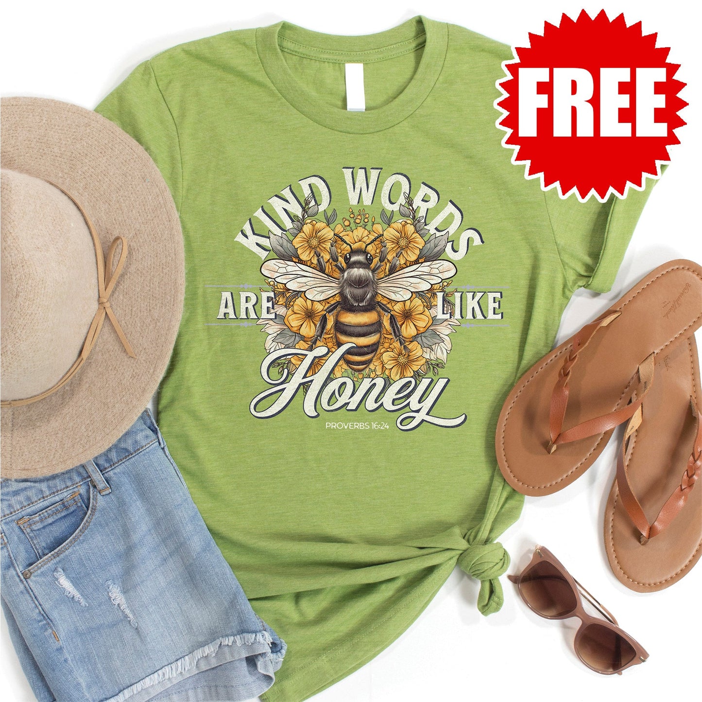 Kind Words Are Like Honey Tee - Heather Green