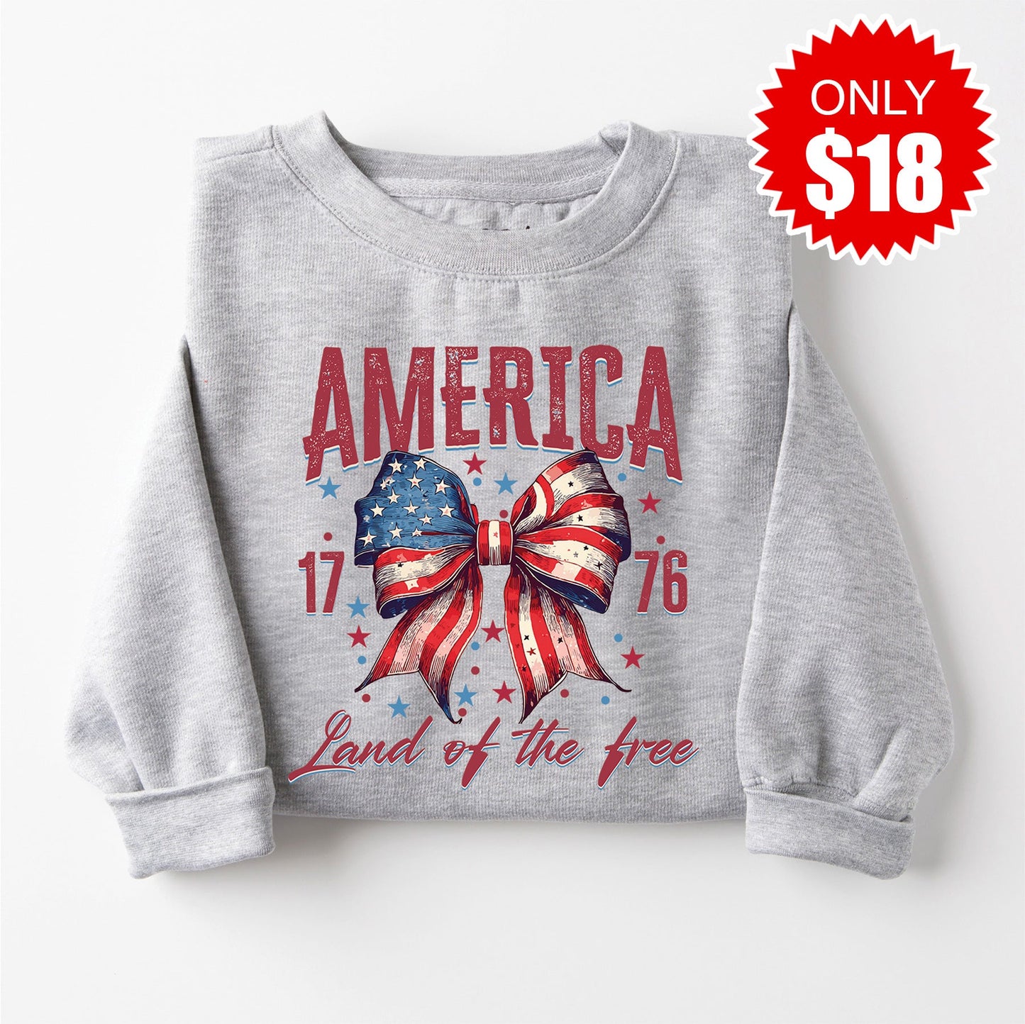 Land Of The Free Sweatshirt - Heather Grey - 18 Style004