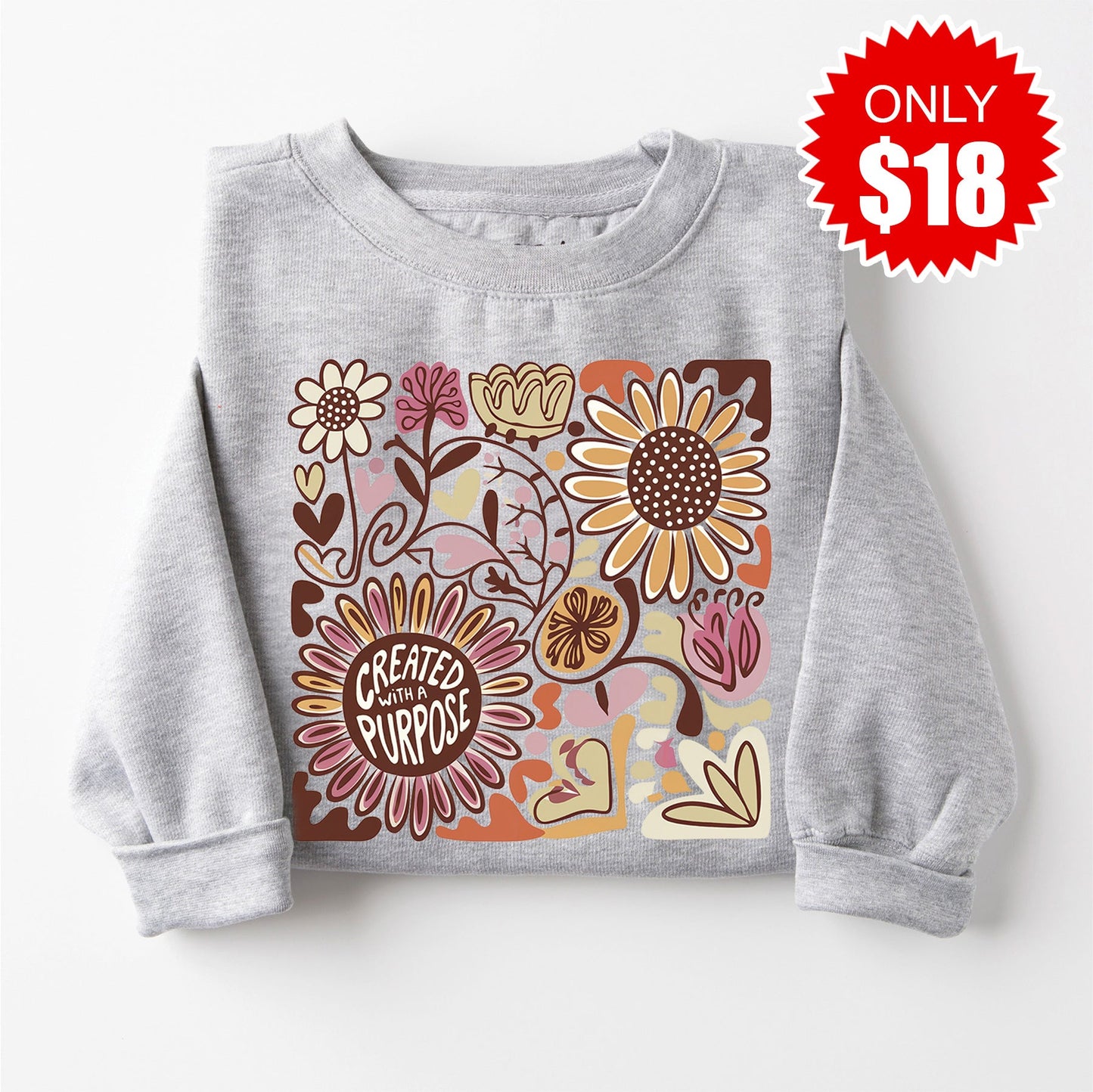 Created with a Purpose Sweatshirt - Heather Grey - 18