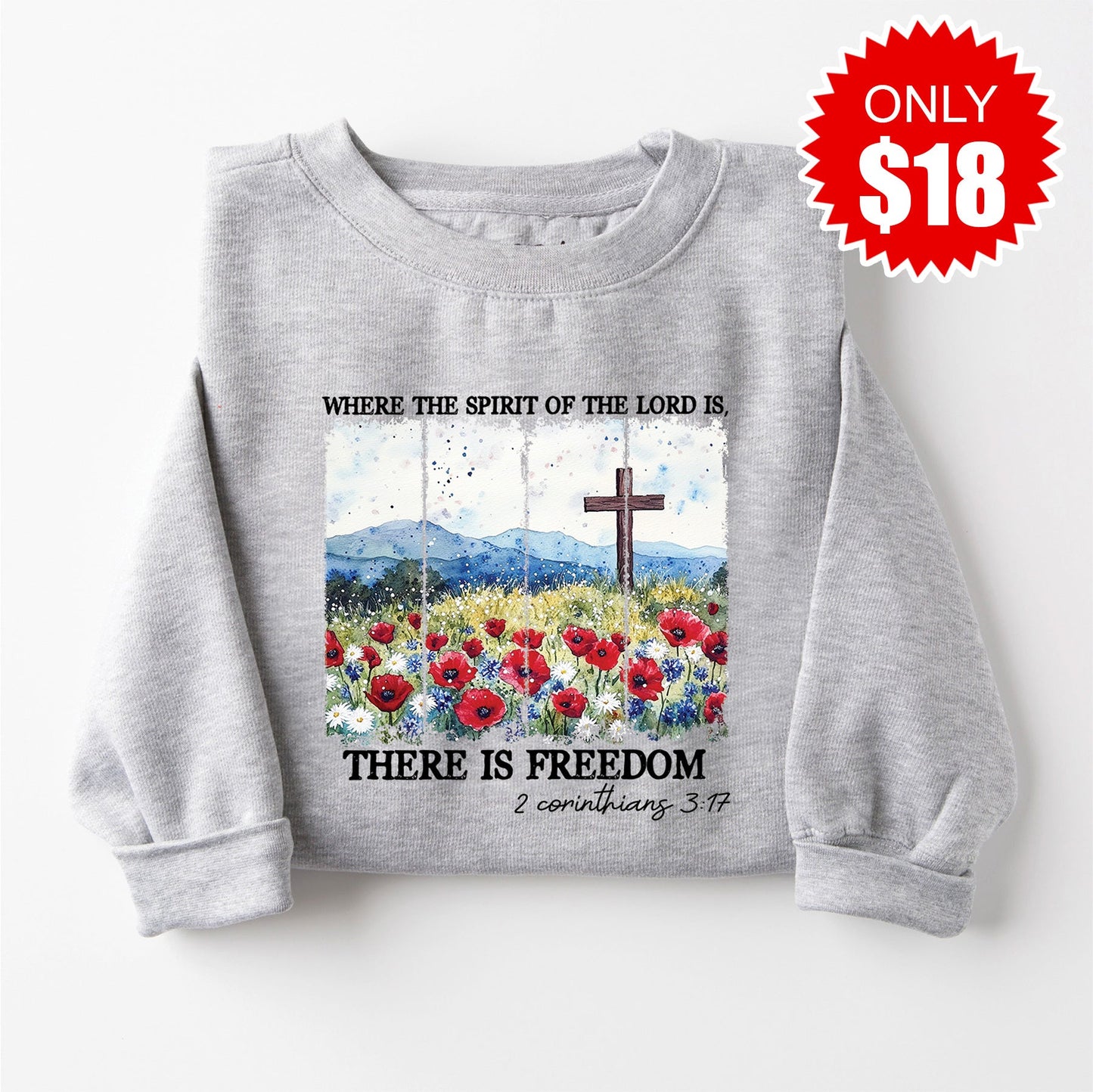 There Is Freedom Sweatshirt - Heather Grey - 18 Style003