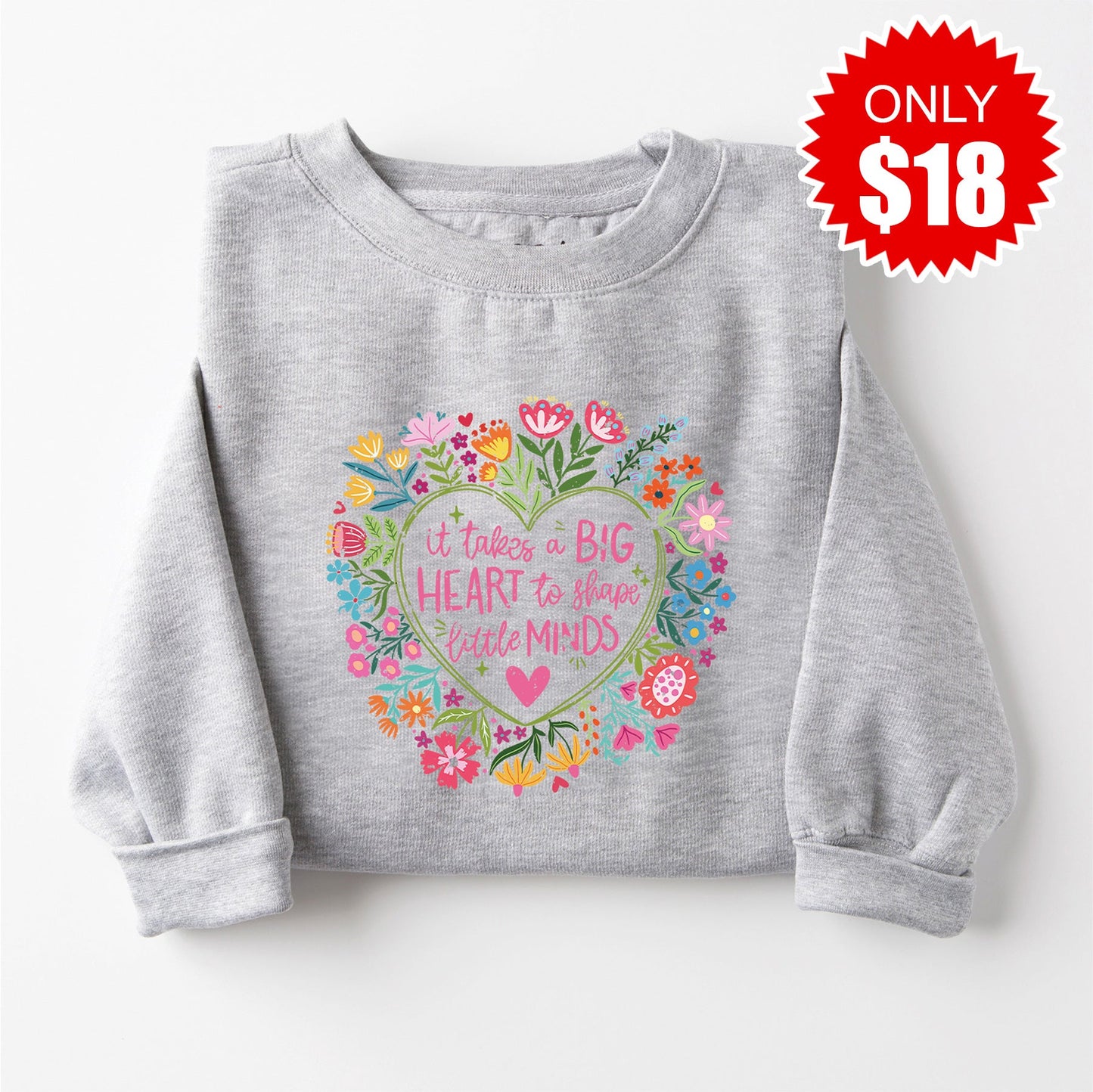 Big Heart Sweatshirt - Heather Grey - 18