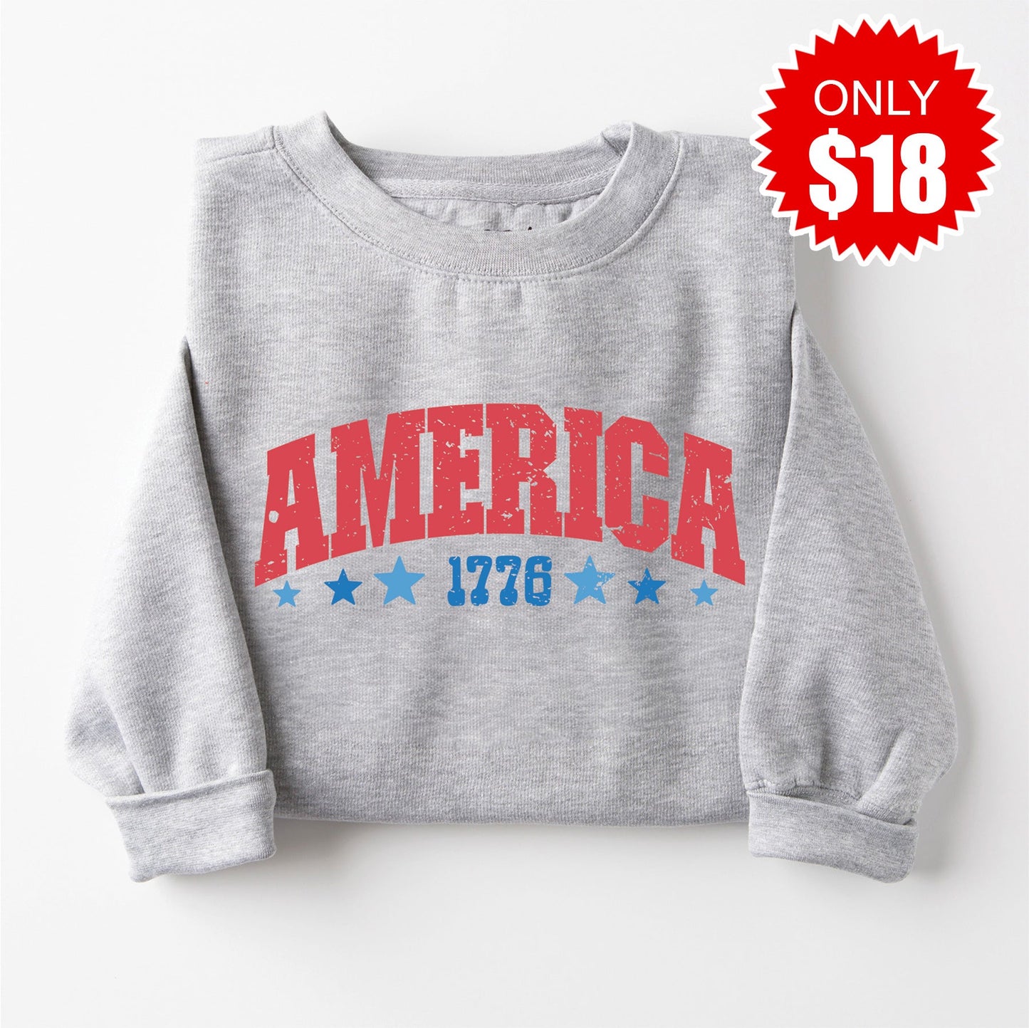 America 1776 Sweatshirt - Heather Grey - 18