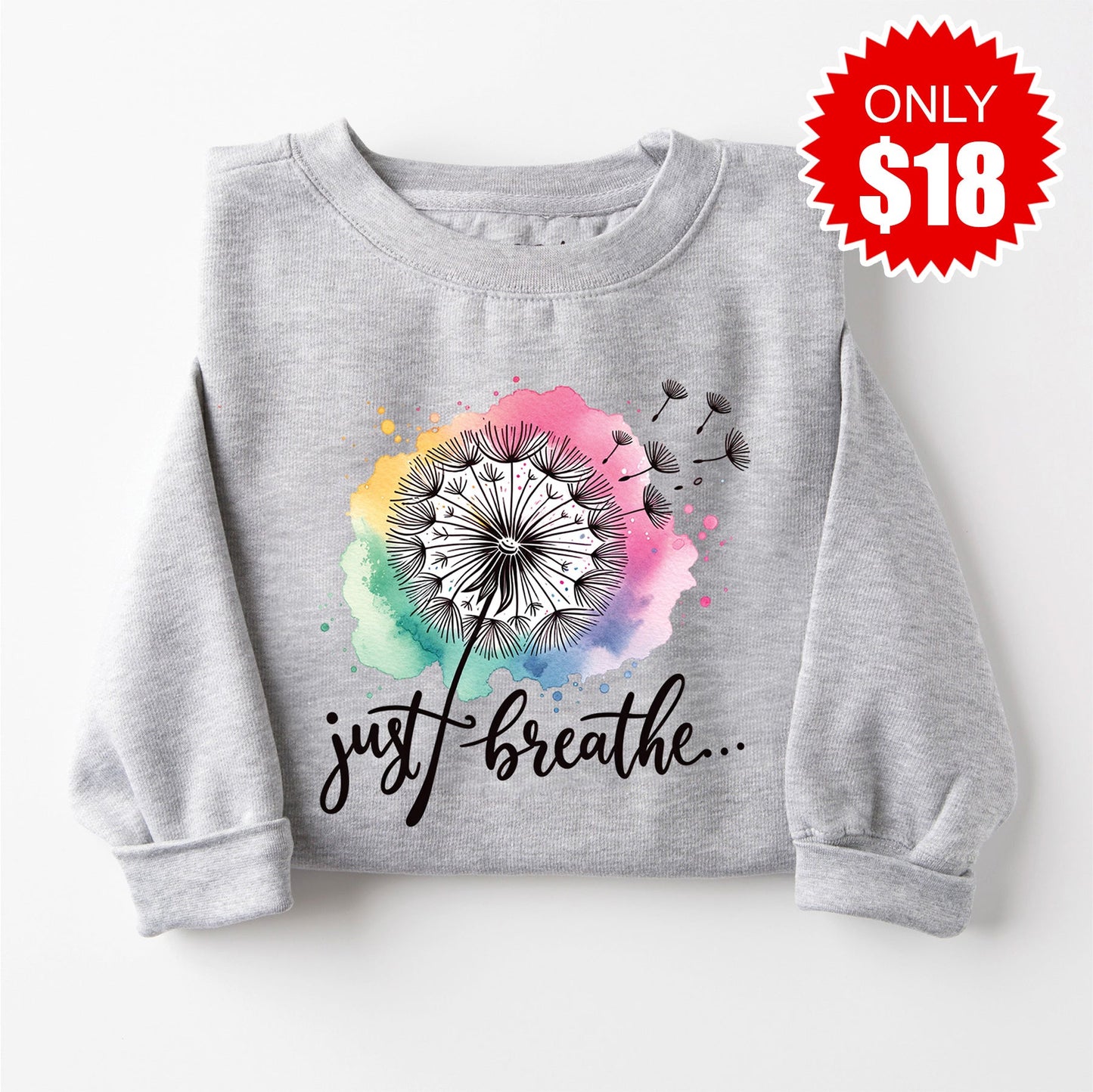 Just Breathe Sweatshirt - Heather Grey - 18