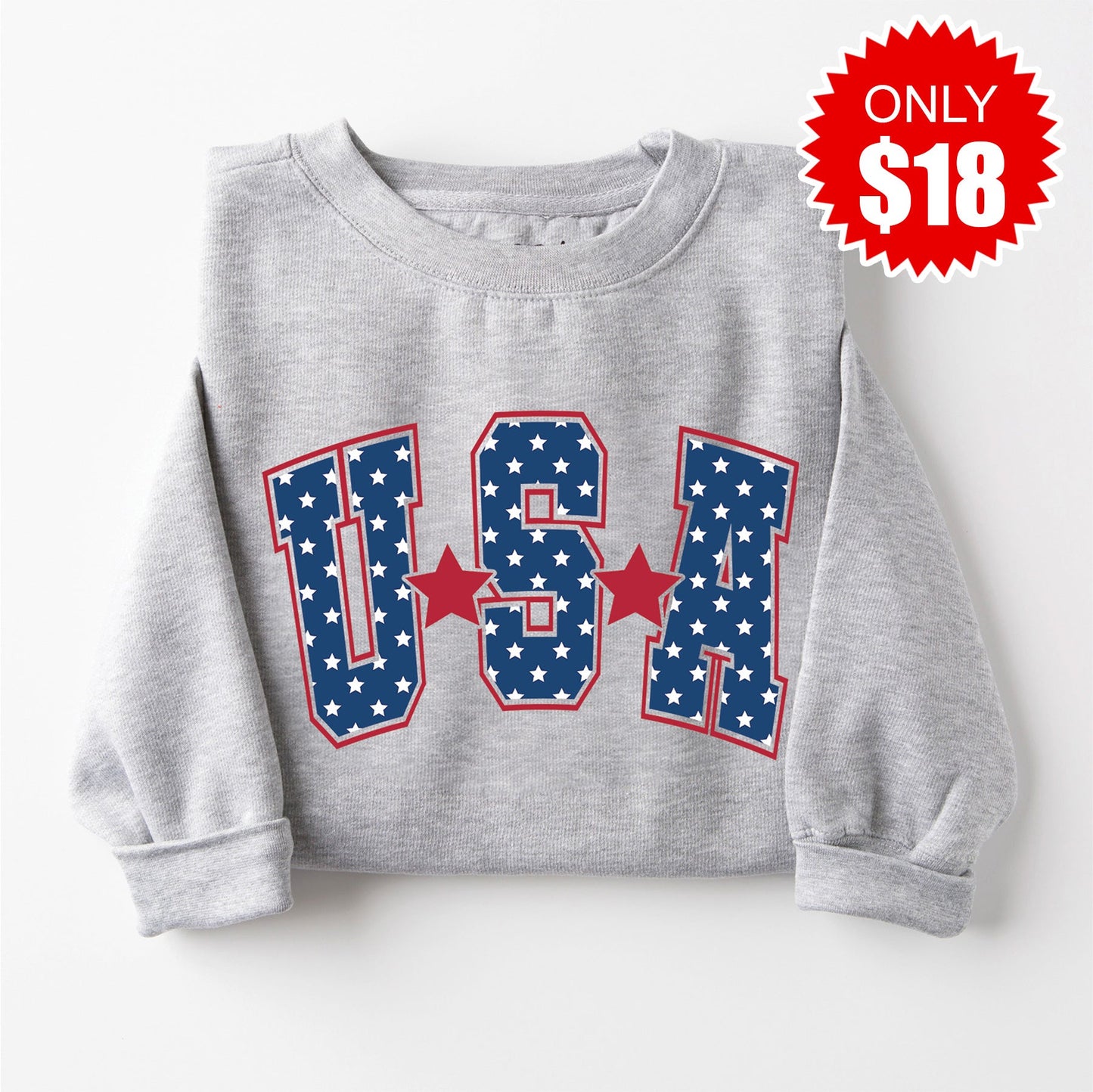 USA Varsity Stars Sweatshirt - Heather Grey - 18