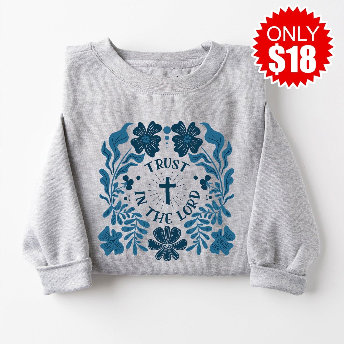 Trust In The Lord Crewneck Sweatshirt - Heather Grey