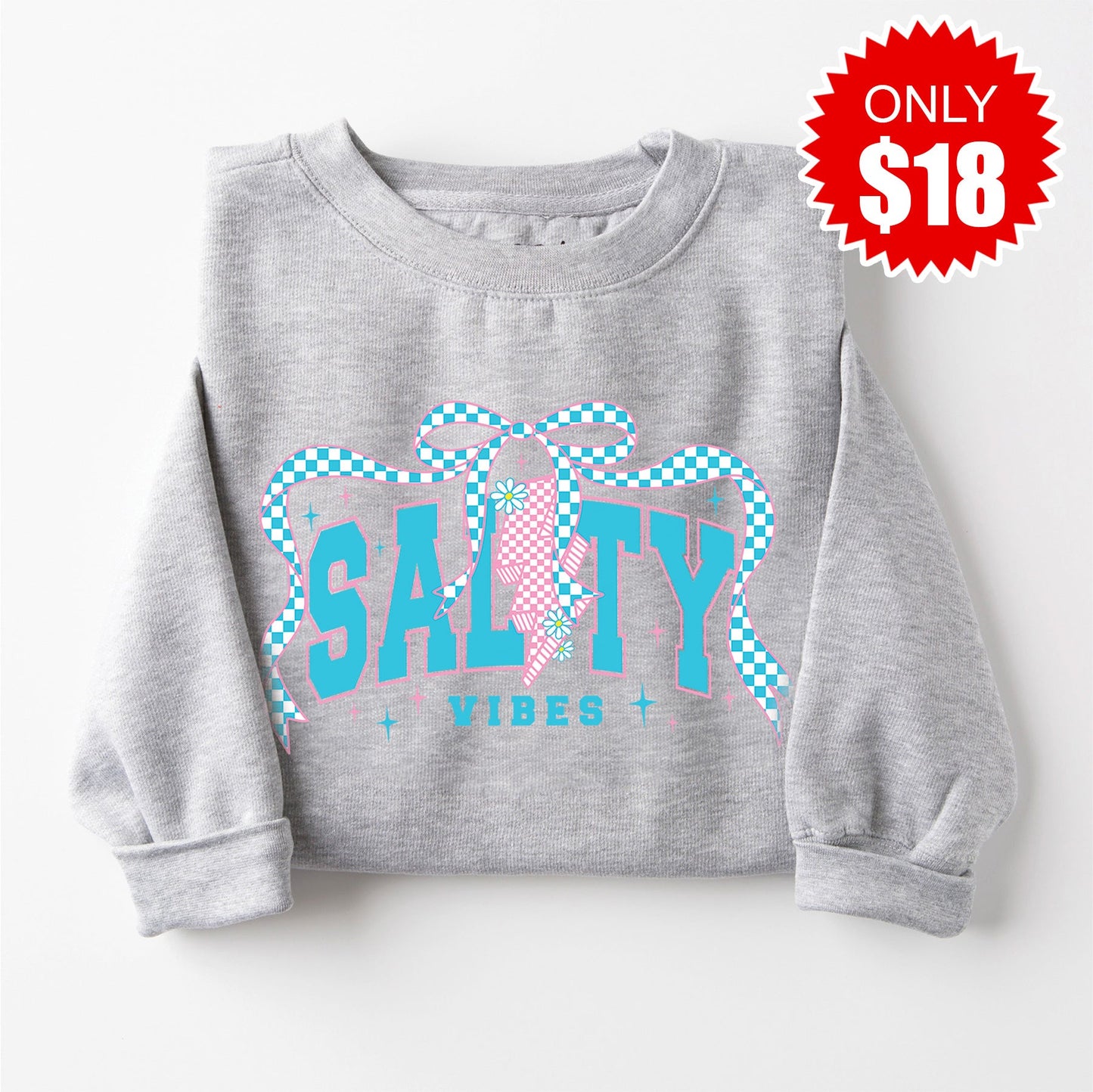 Salty Vibes Sweatshirt - Heather Grey - 18
