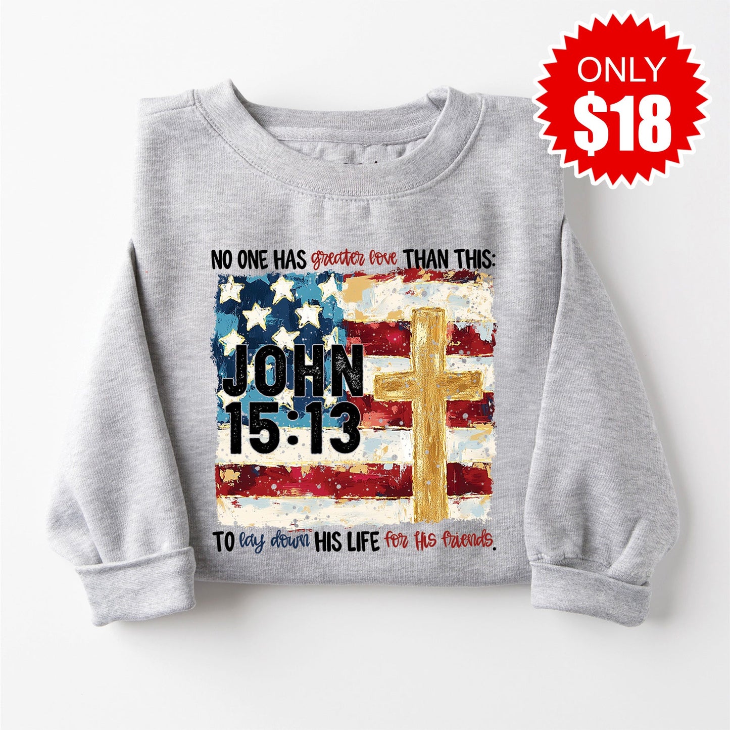 John 15:13 Sweatshirt - Heather Grey - 18
