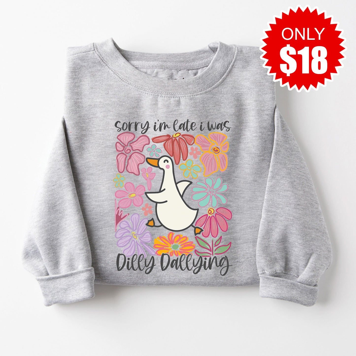 Sorry I'm Late Sweatshirt - Heather Grey - 18