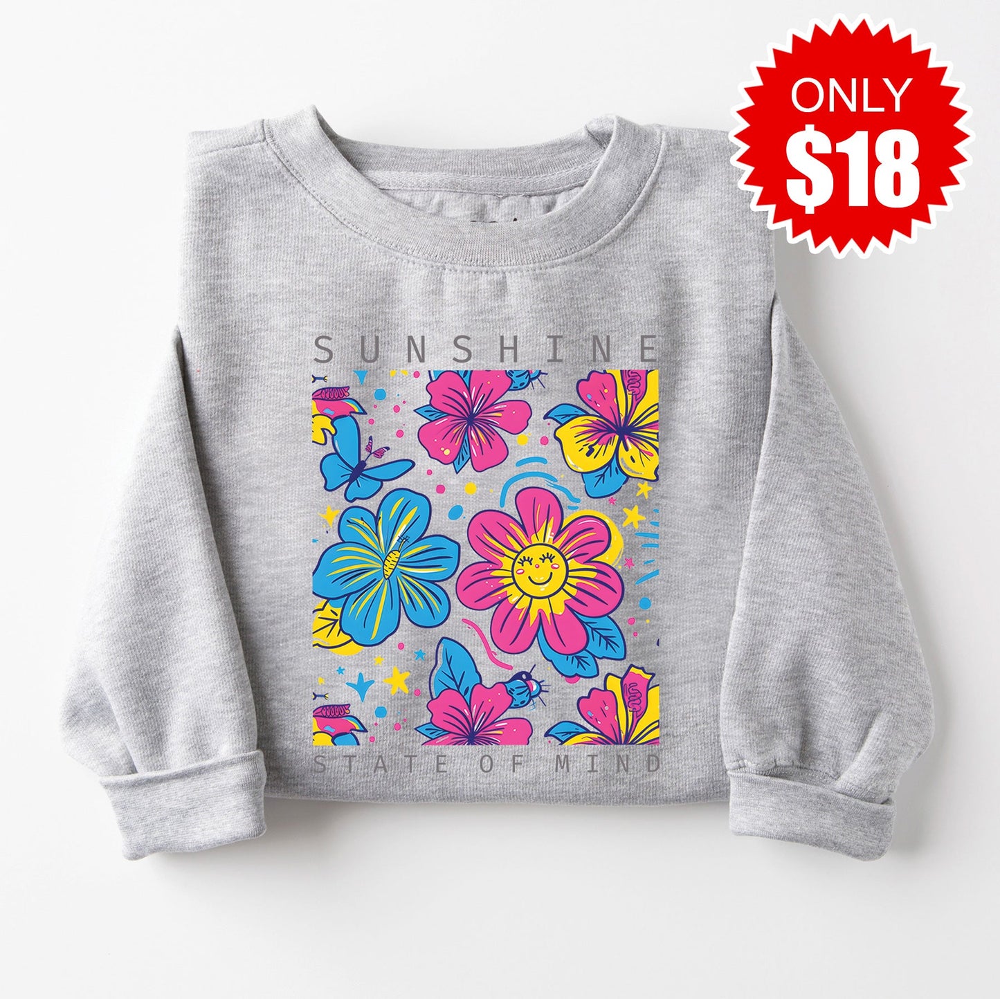 Sunshine State Of Mind Sweatshirt - Heather Grey - 18
