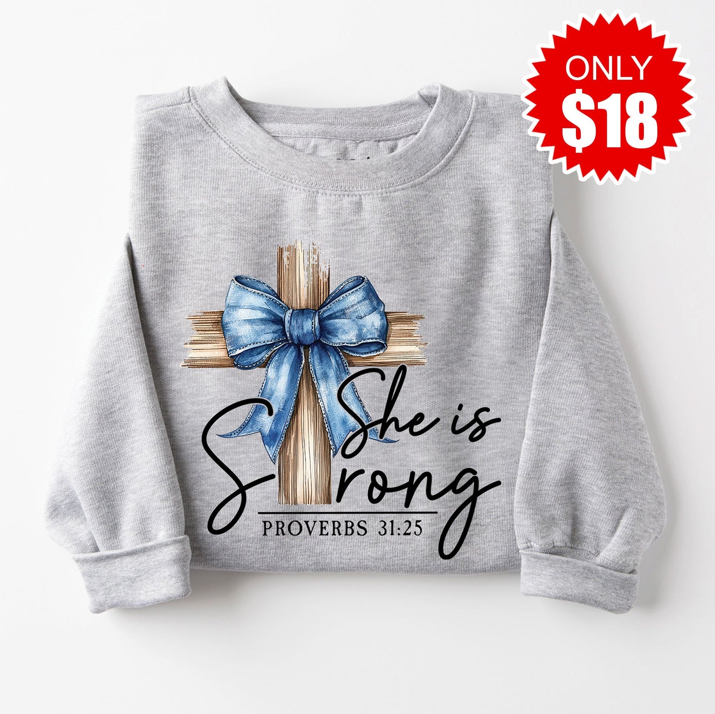 She is Strong Sweatshirt - Heather Grey - 18