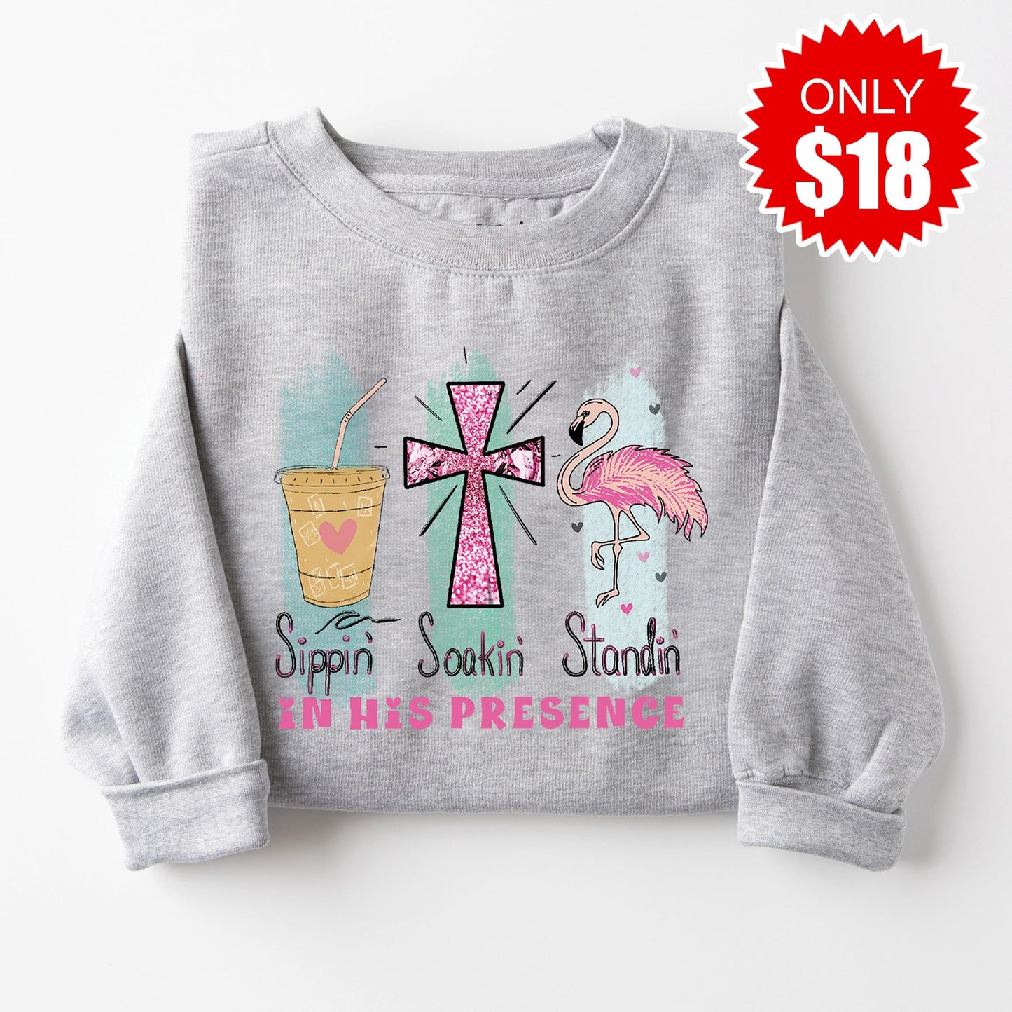 Sippin Soakin Standin Sweatshirt - Heather Grey - 18