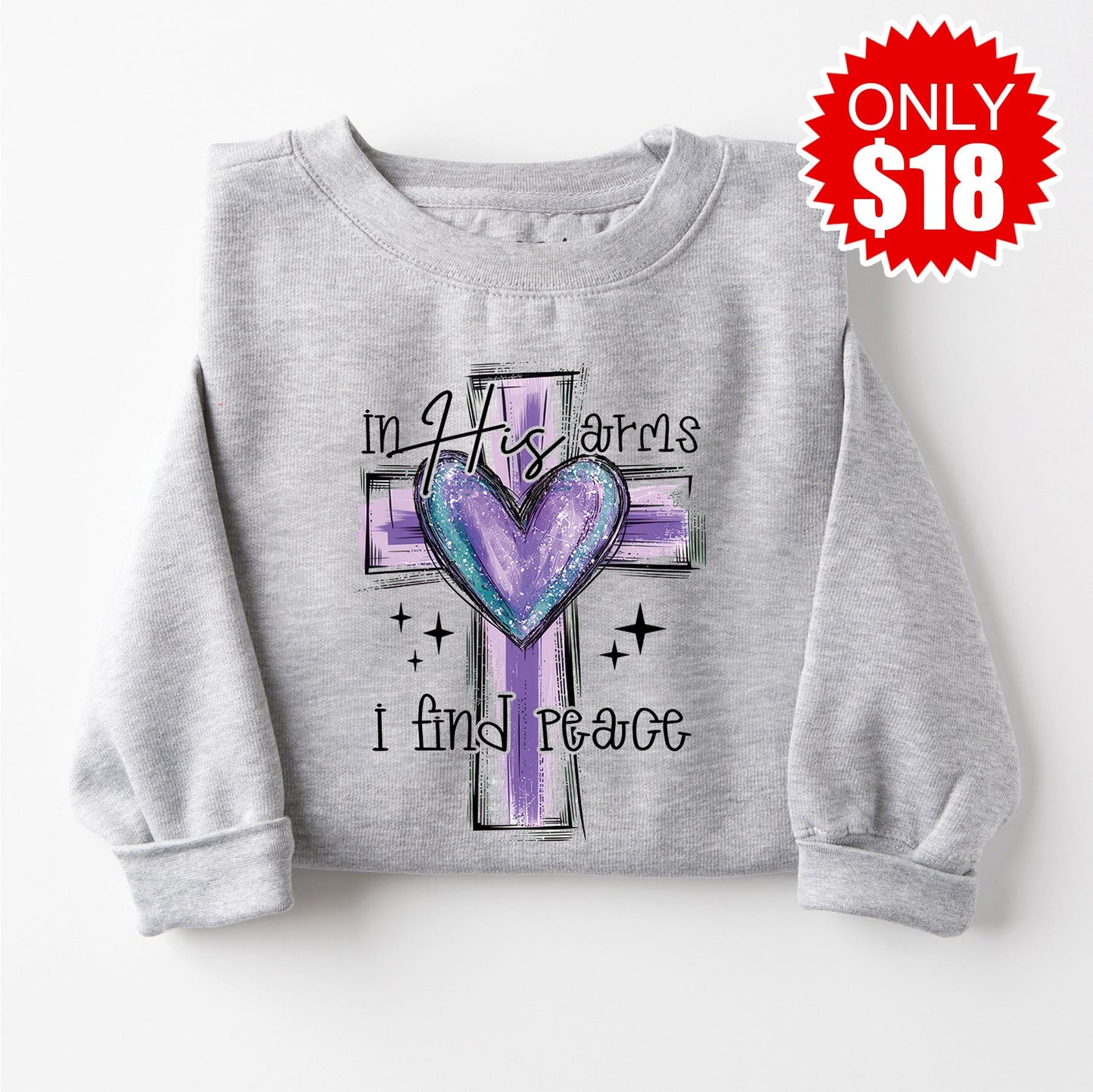 In His Arms Crewneck Sweatshirt - Heather Grey