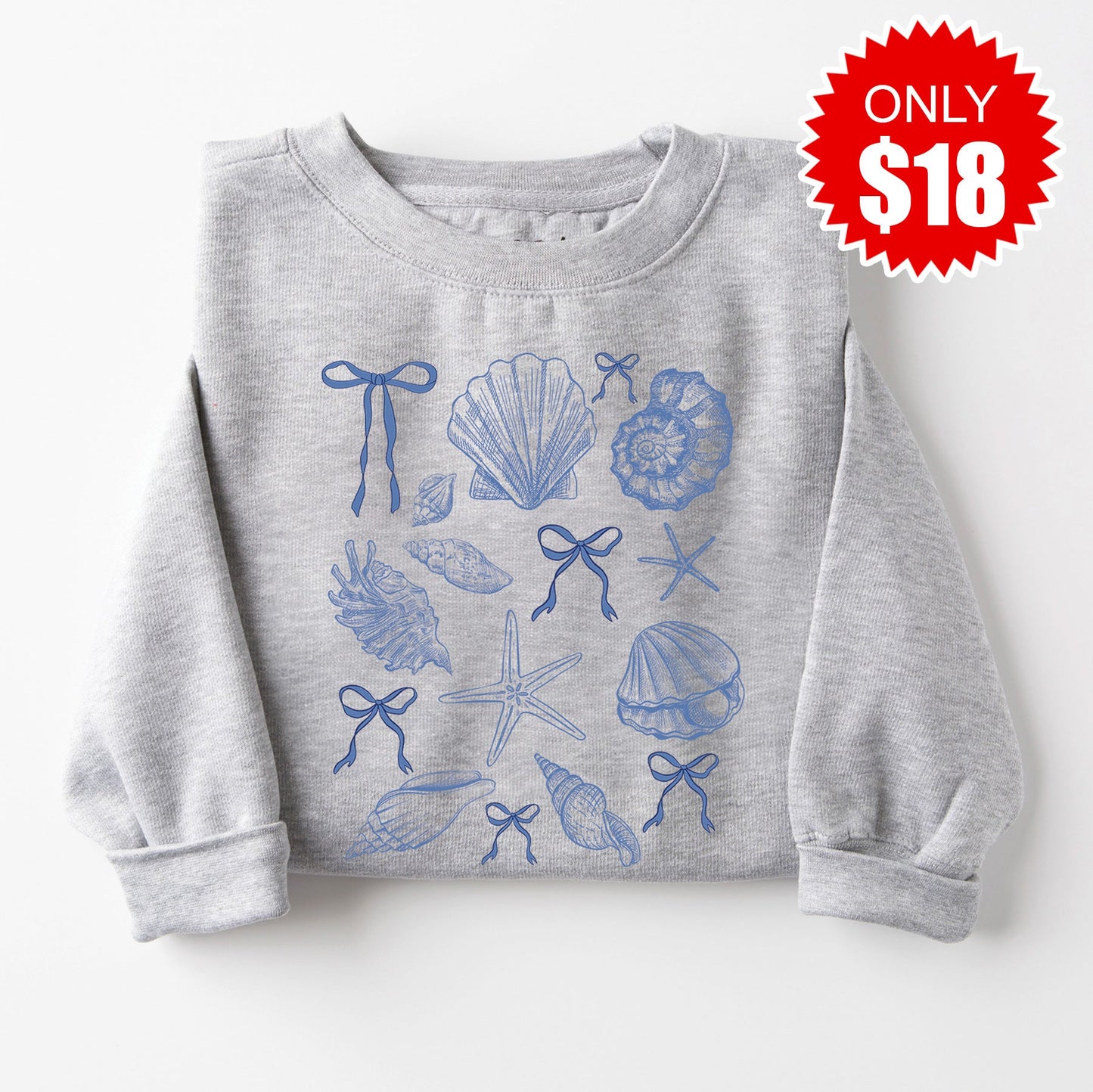 Sea Shells Sweatshirt - Heather Grey - 18